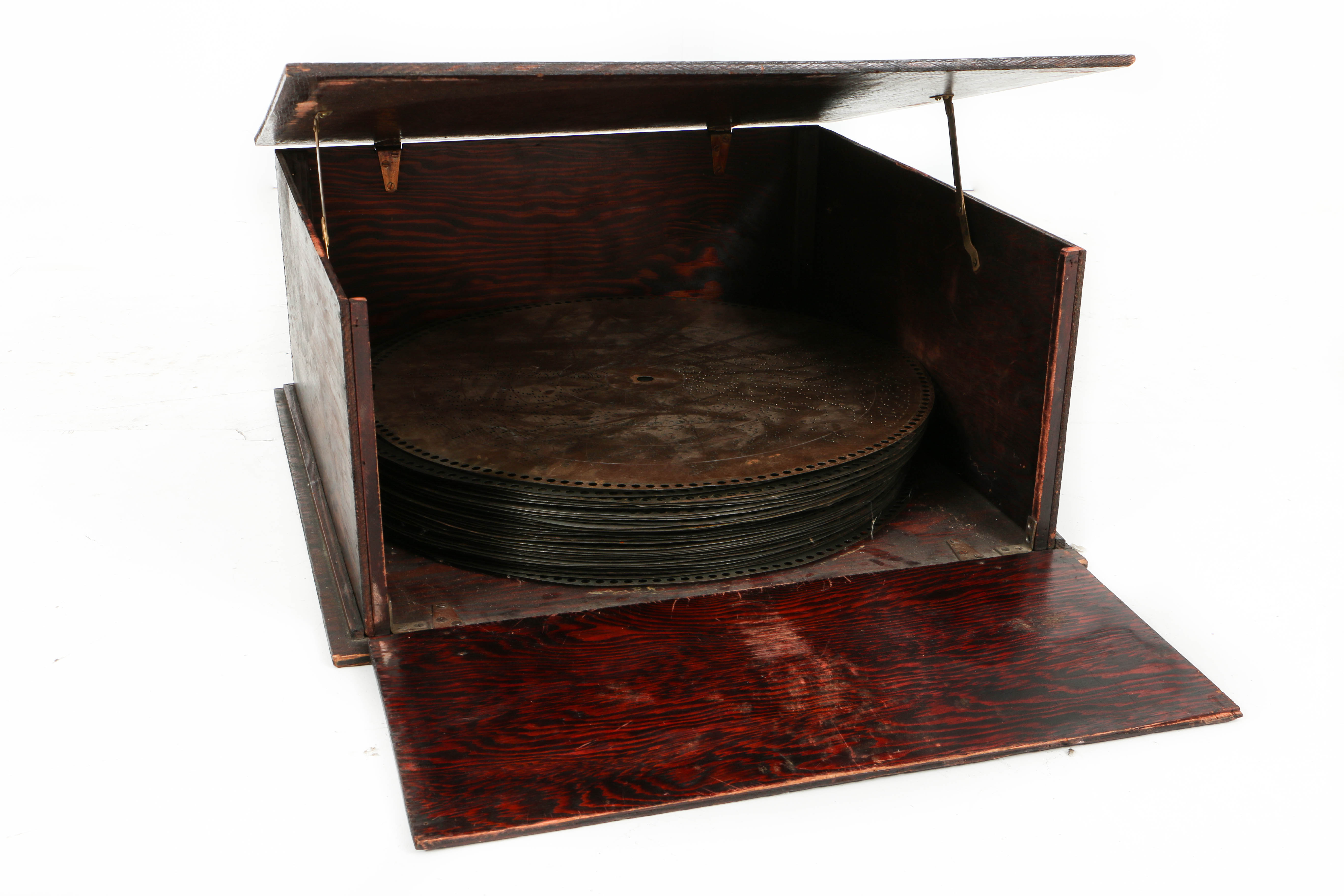 Rare 1890's Regina 20.75" Mahogany Music Player with Cupola Top and Fifty Discs