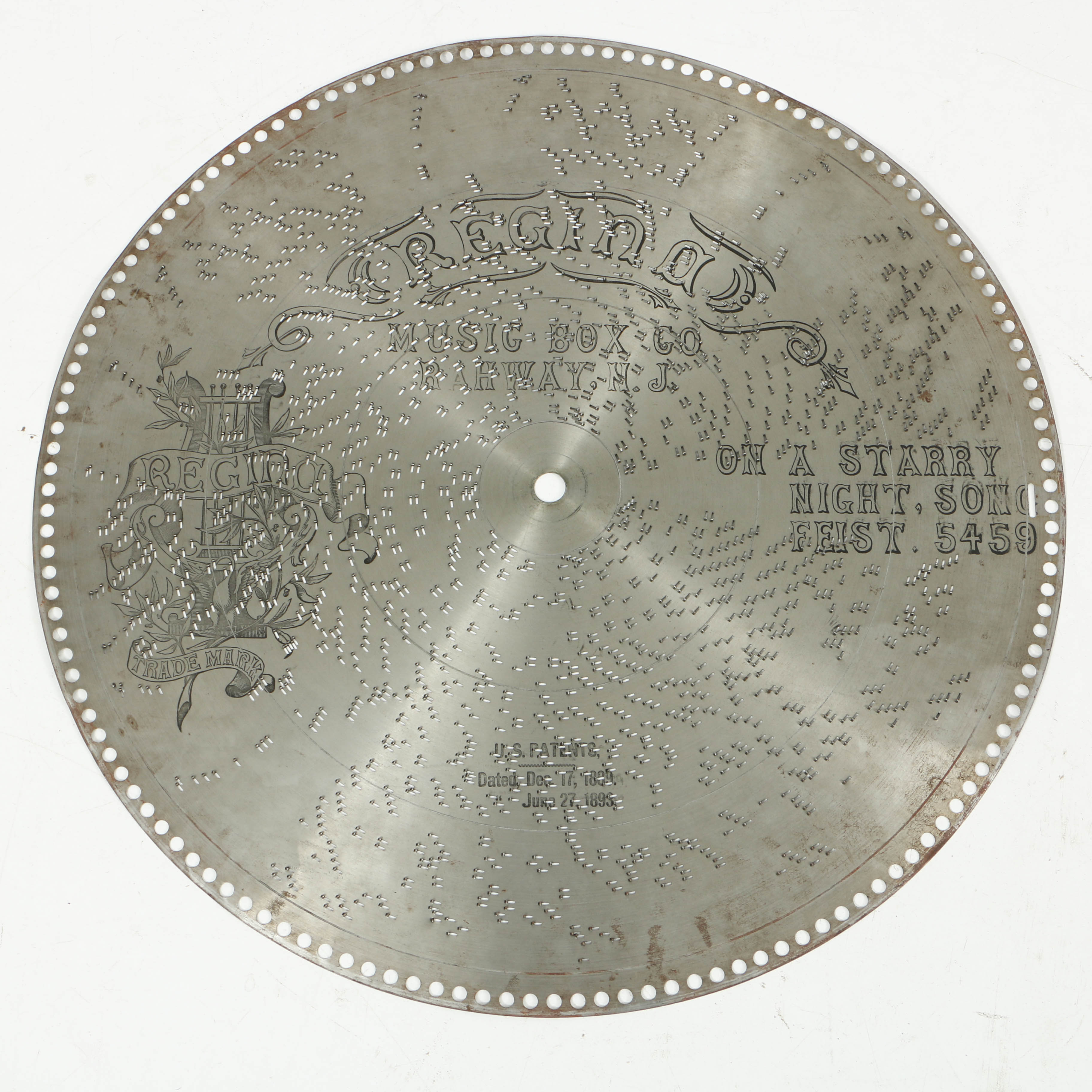 Rare 1890's Regina 20.75" Mahogany Music Player with Cupola Top and Fifty Discs