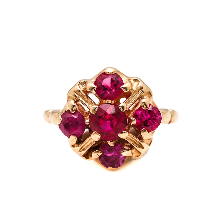 14K Yellow Gold Ruby Ring