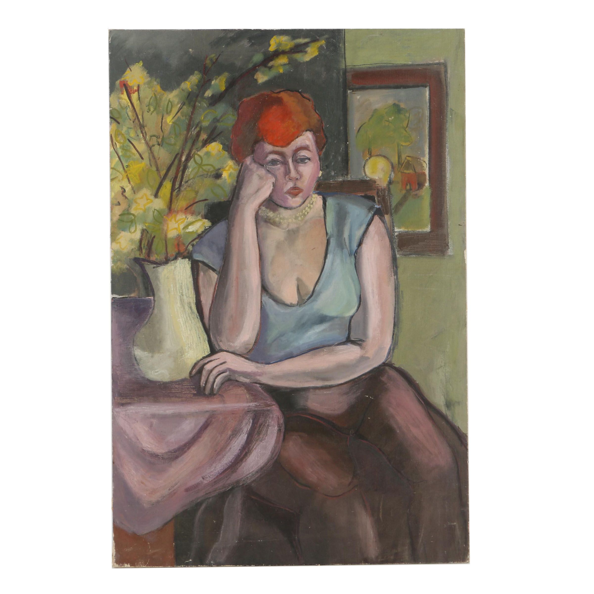 Hewett Lahey Oil Painting of a Seated Woman