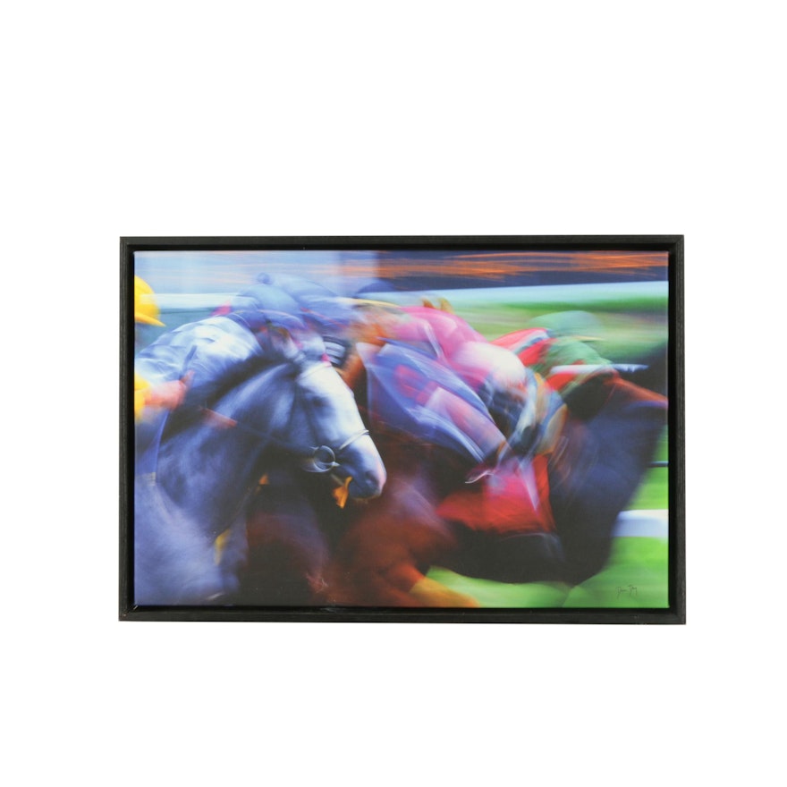 Giclee on Canvas after Dan Dry of a Horse Race