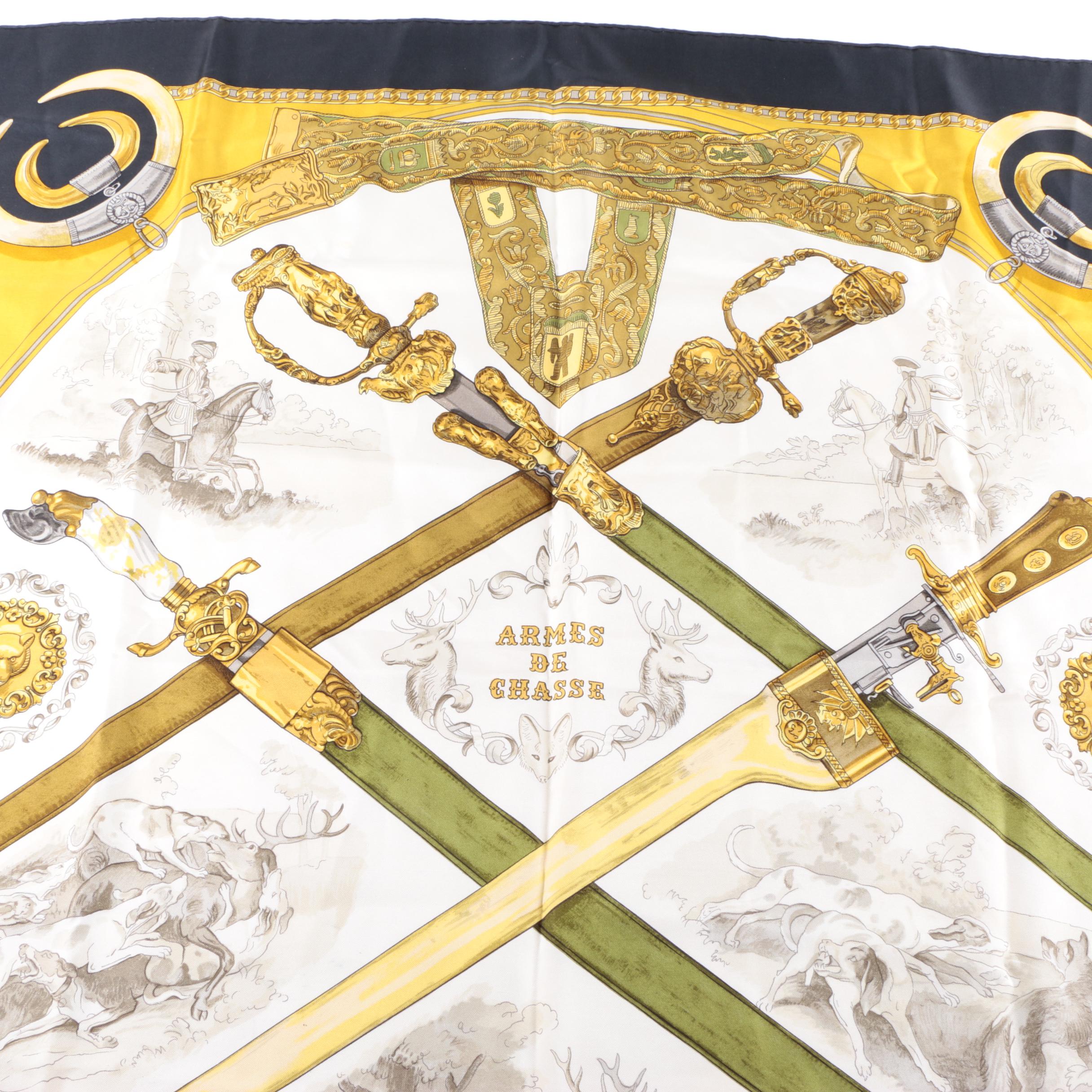 Vintage Hermès "Armes de Chasse" Silk Scarf
