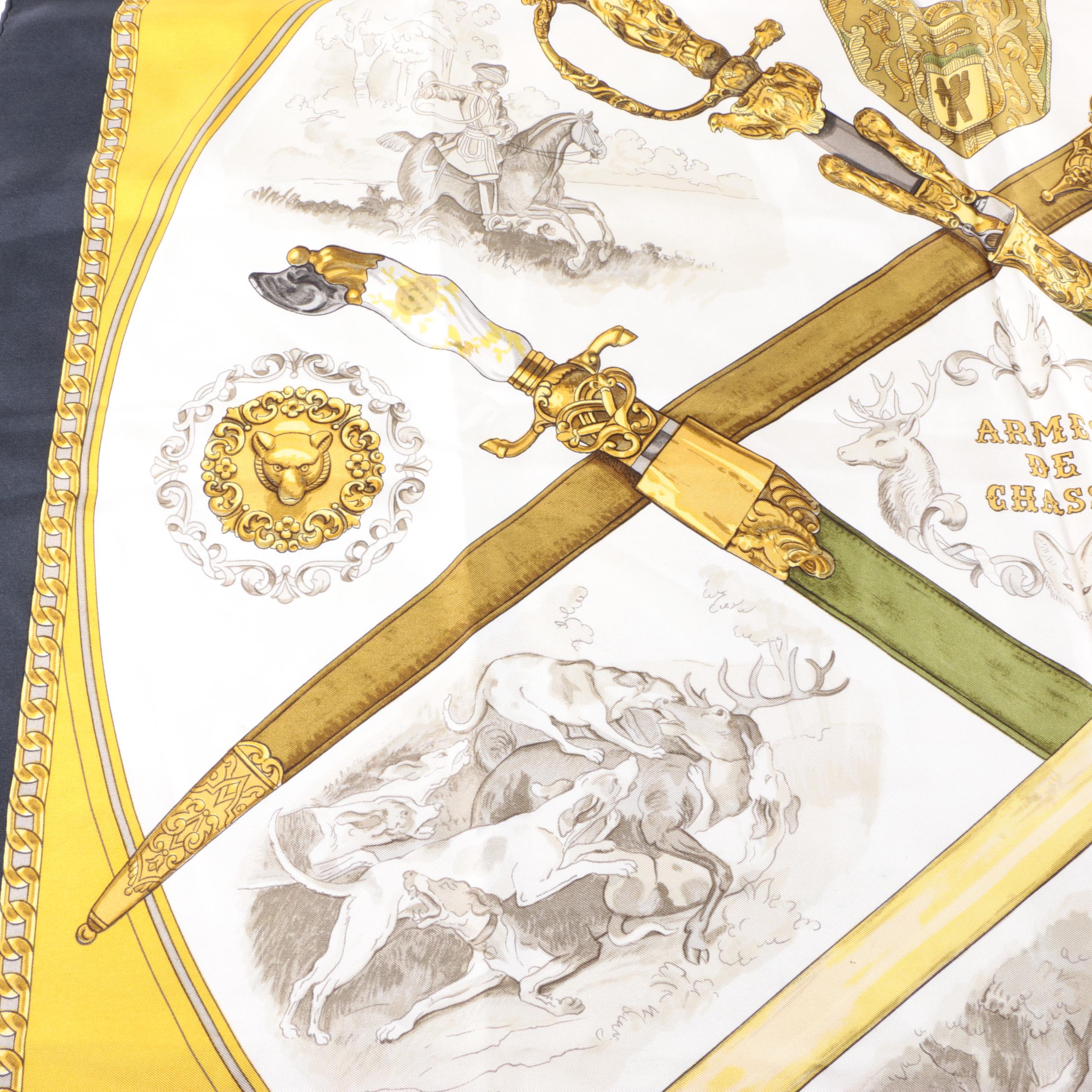 Vintage Hermès "Armes de Chasse" Silk Scarf