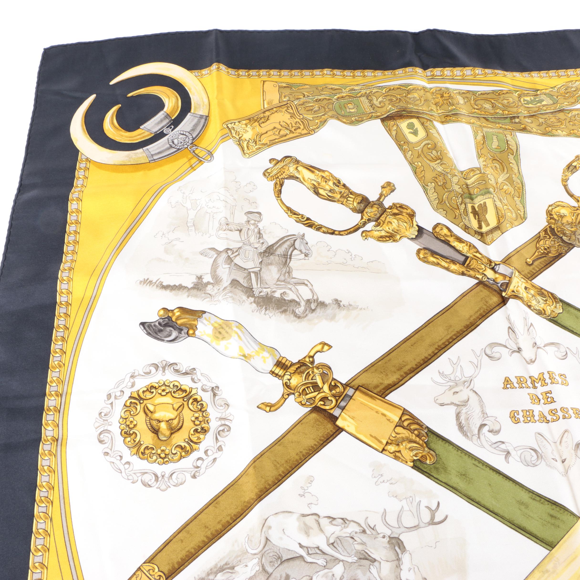 Vintage Hermès "Armes de Chasse" Silk Scarf