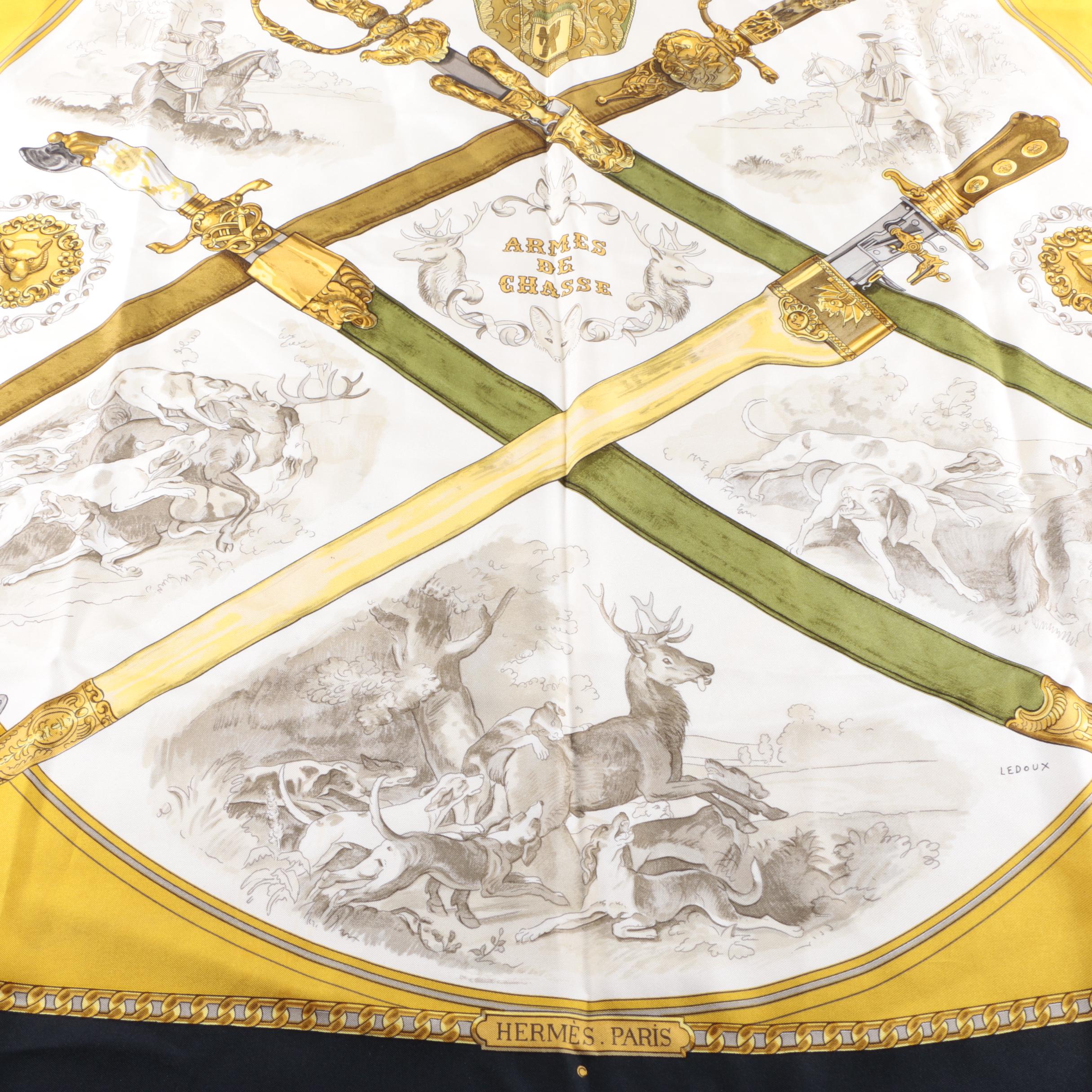 Vintage Hermès "Armes de Chasse" Silk Scarf