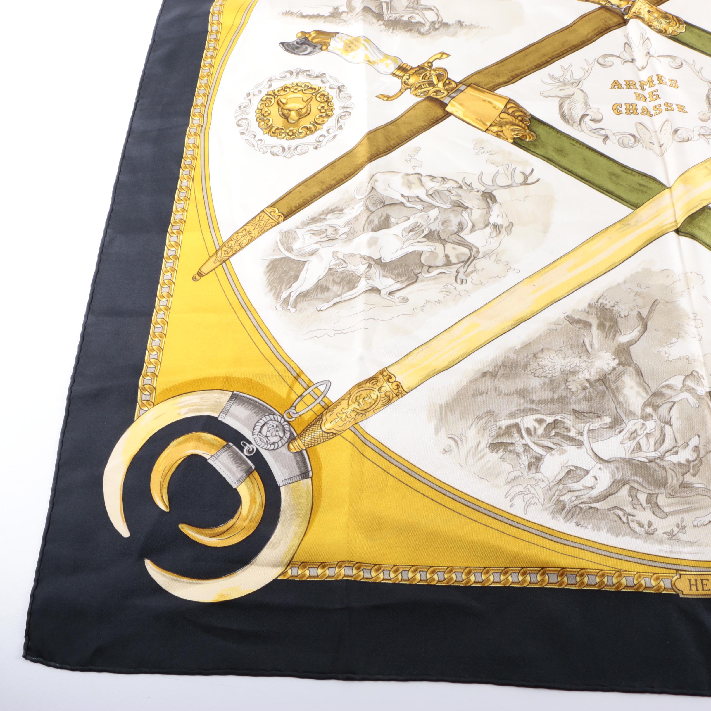 Vintage Hermès "Armes de Chasse" Silk Scarf