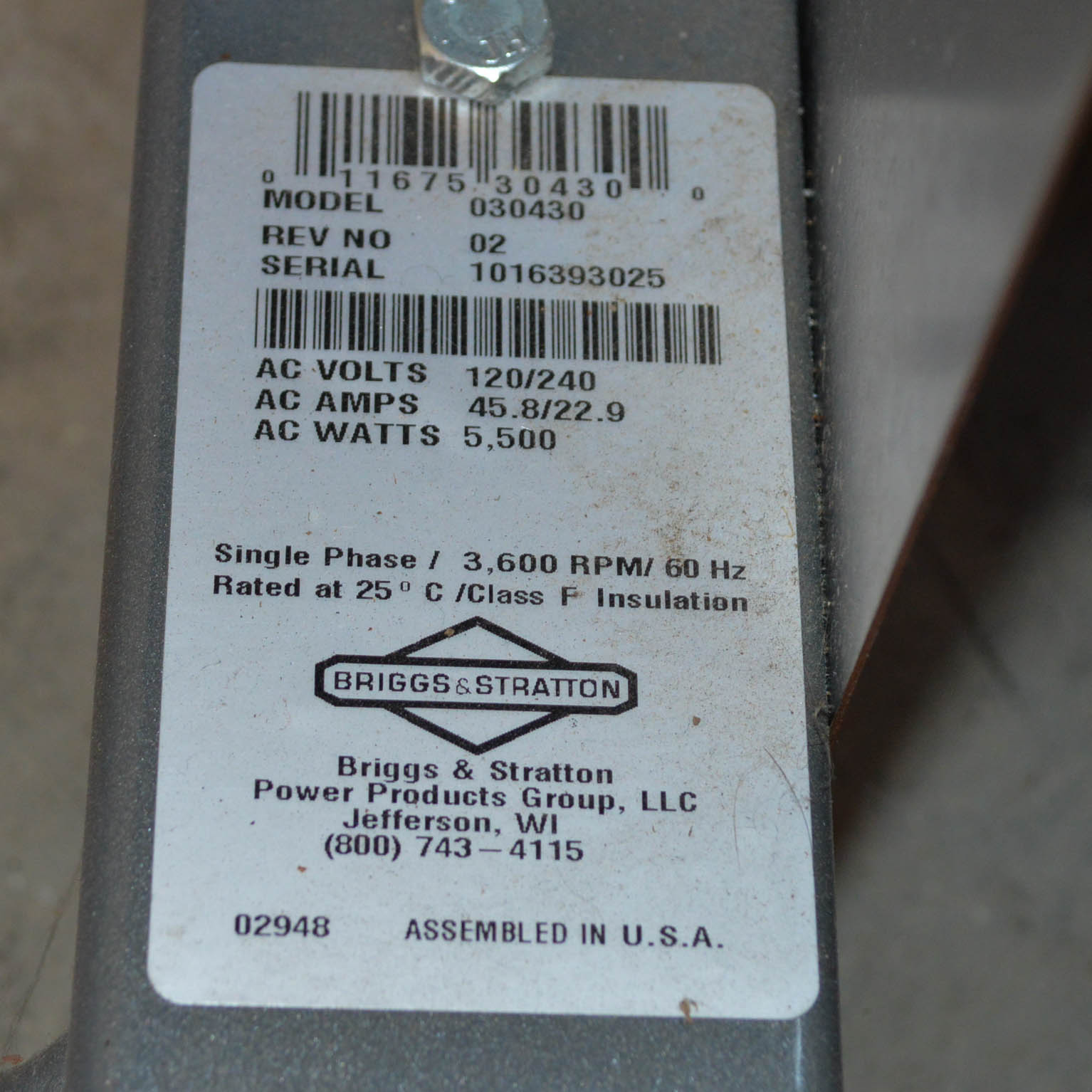 Briggs & Stratton Generator