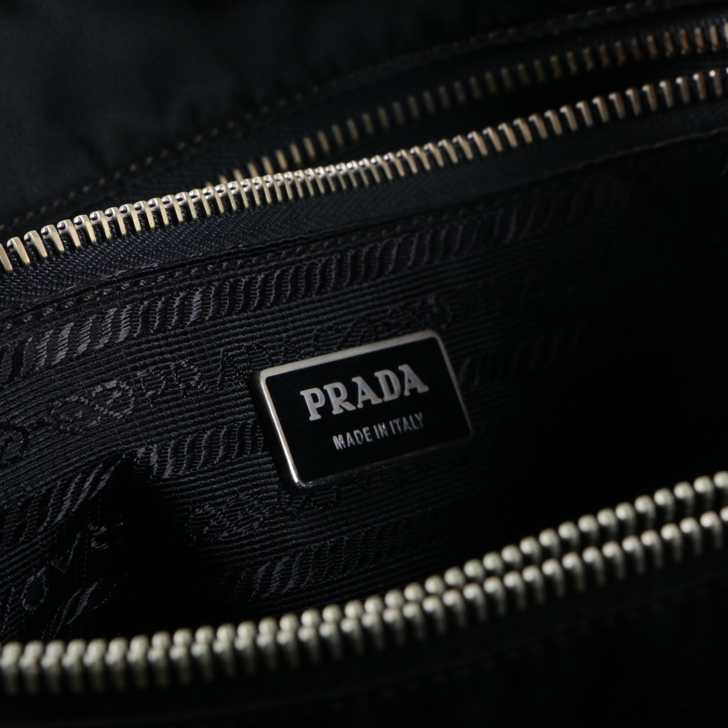 Prada Black Nylon and Leather Tote Bag