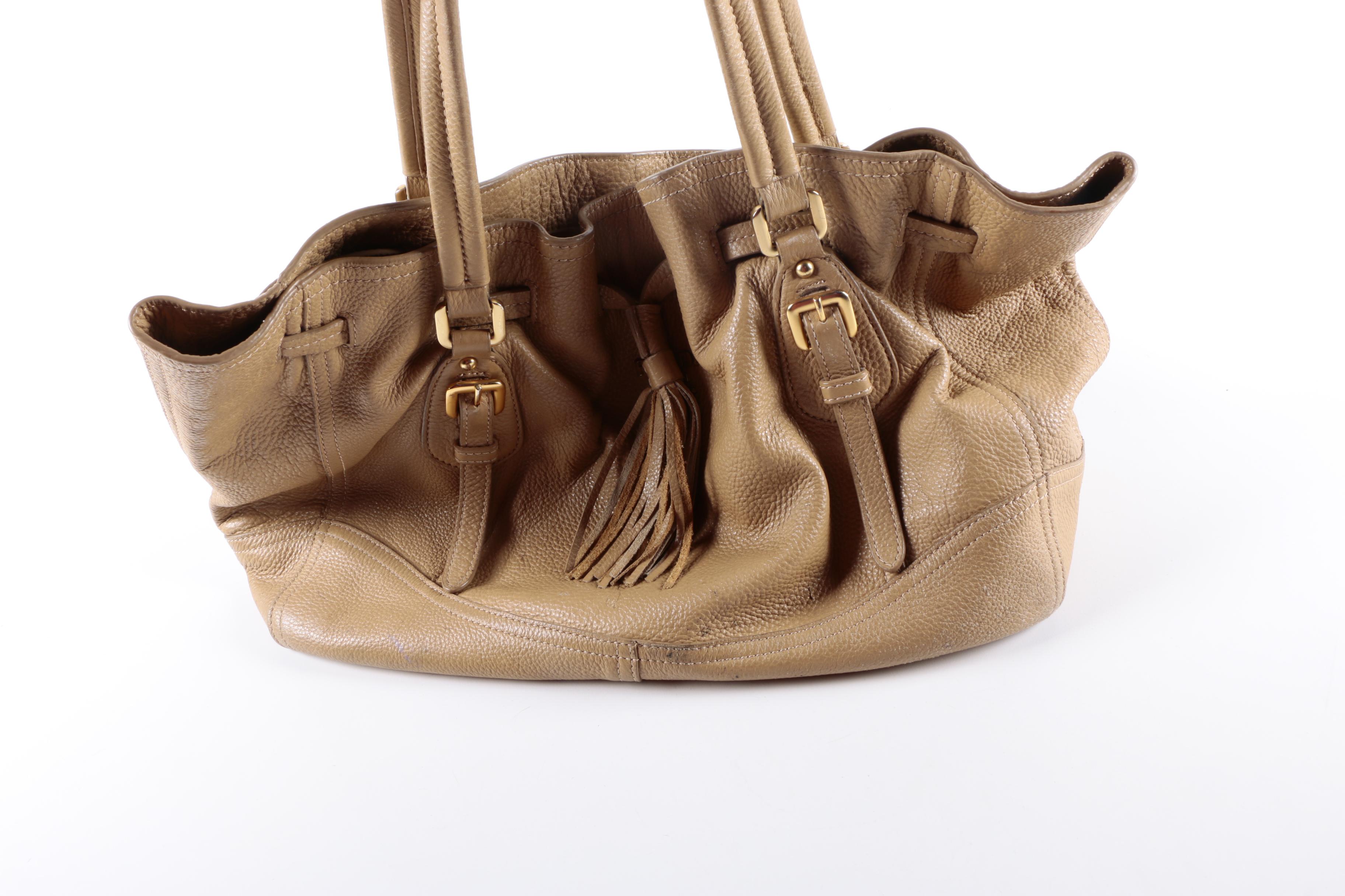 Prada Cervo Antik Deerskin Leather Drawstring Tote Bag