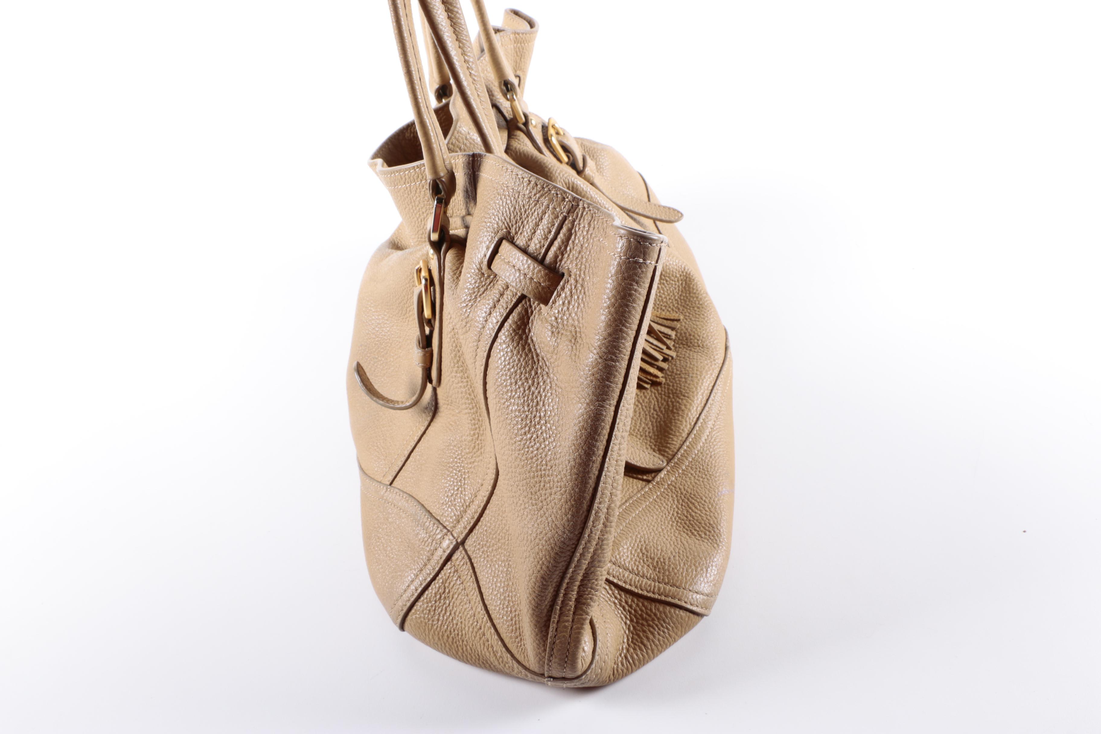 Prada Cervo Antik Deerskin Leather Drawstring Tote Bag