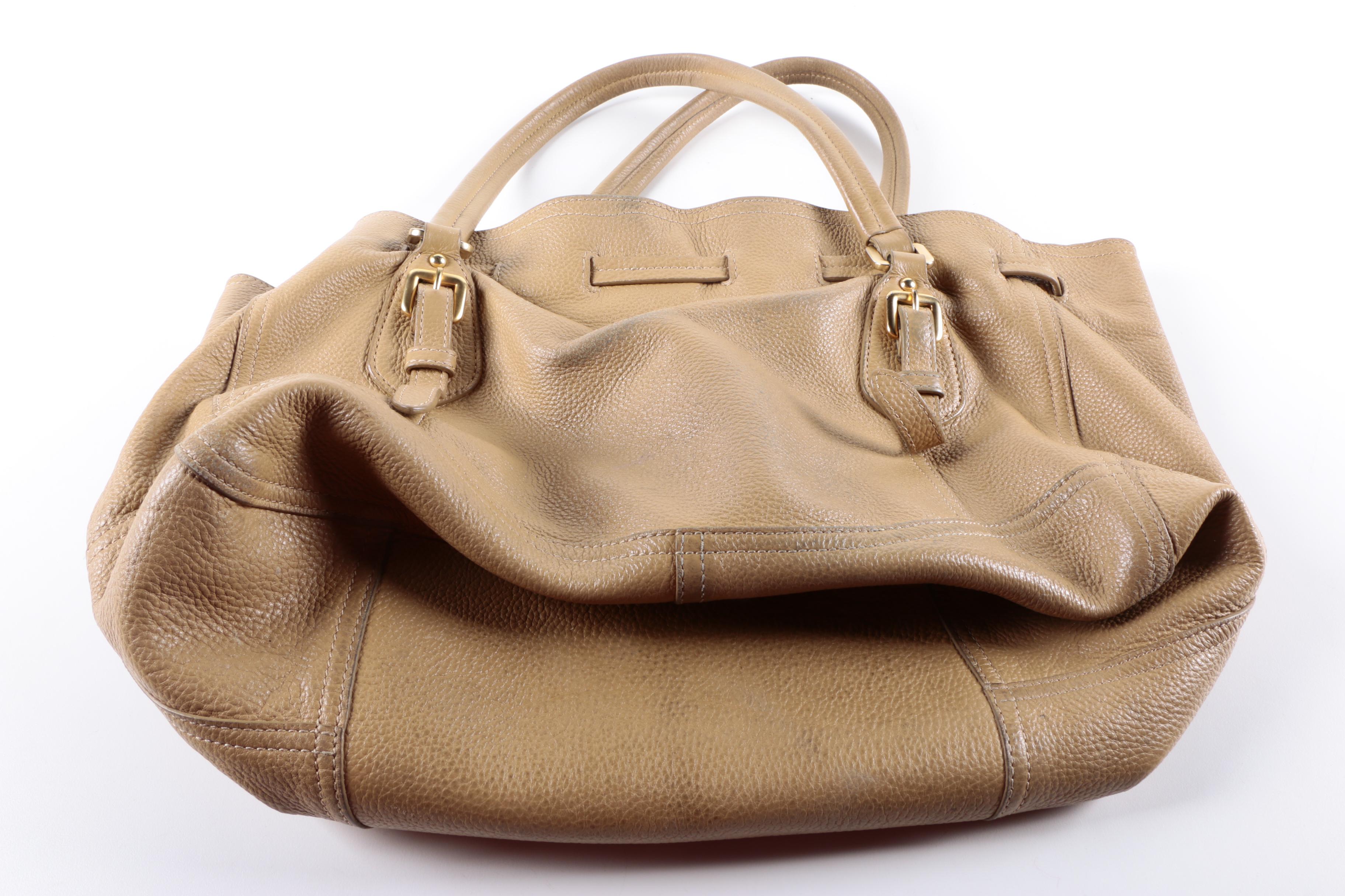 Prada Cervo Antik Deerskin Leather Drawstring Tote Bag
