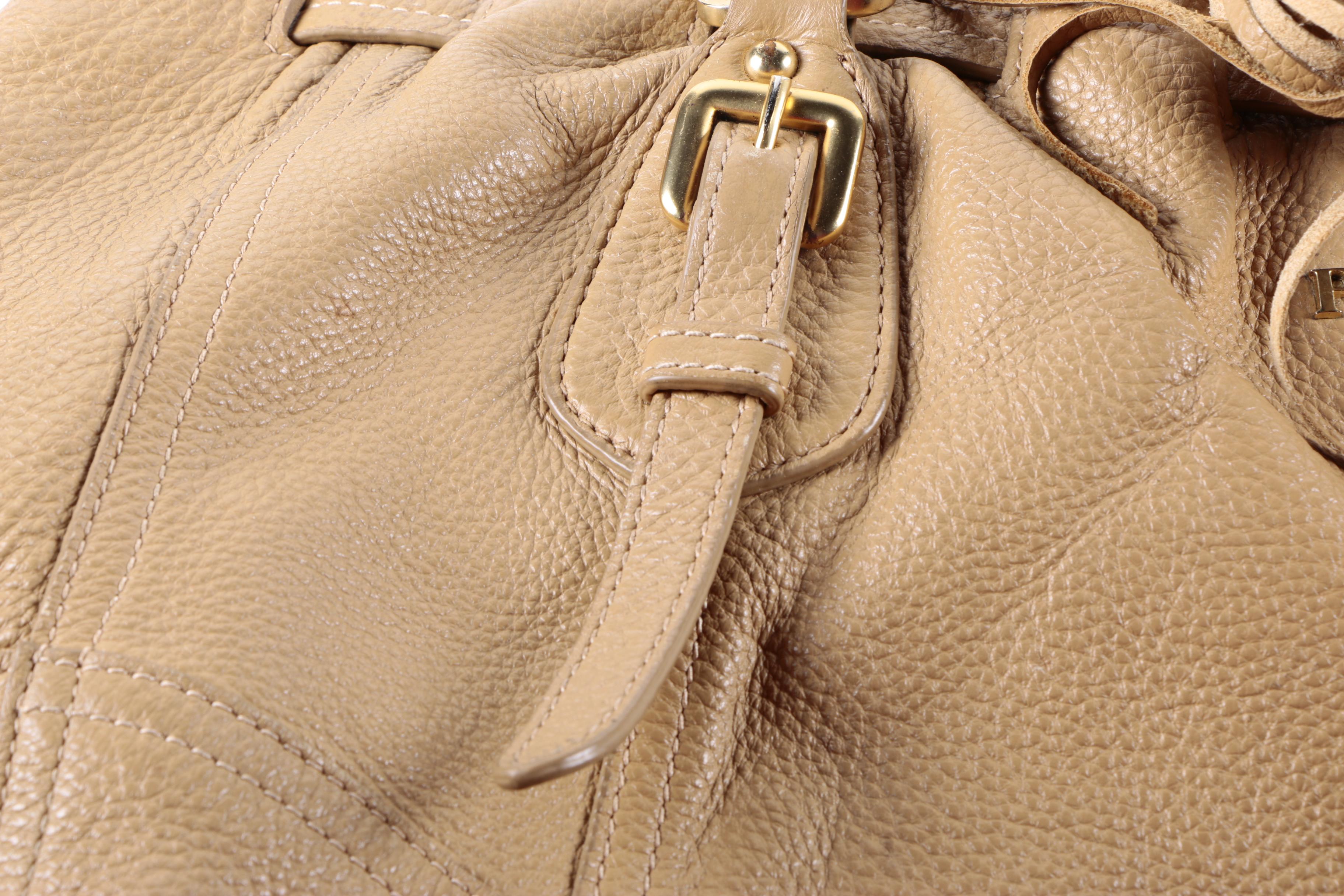 Prada Cervo Antik Deerskin Leather Drawstring Tote Bag