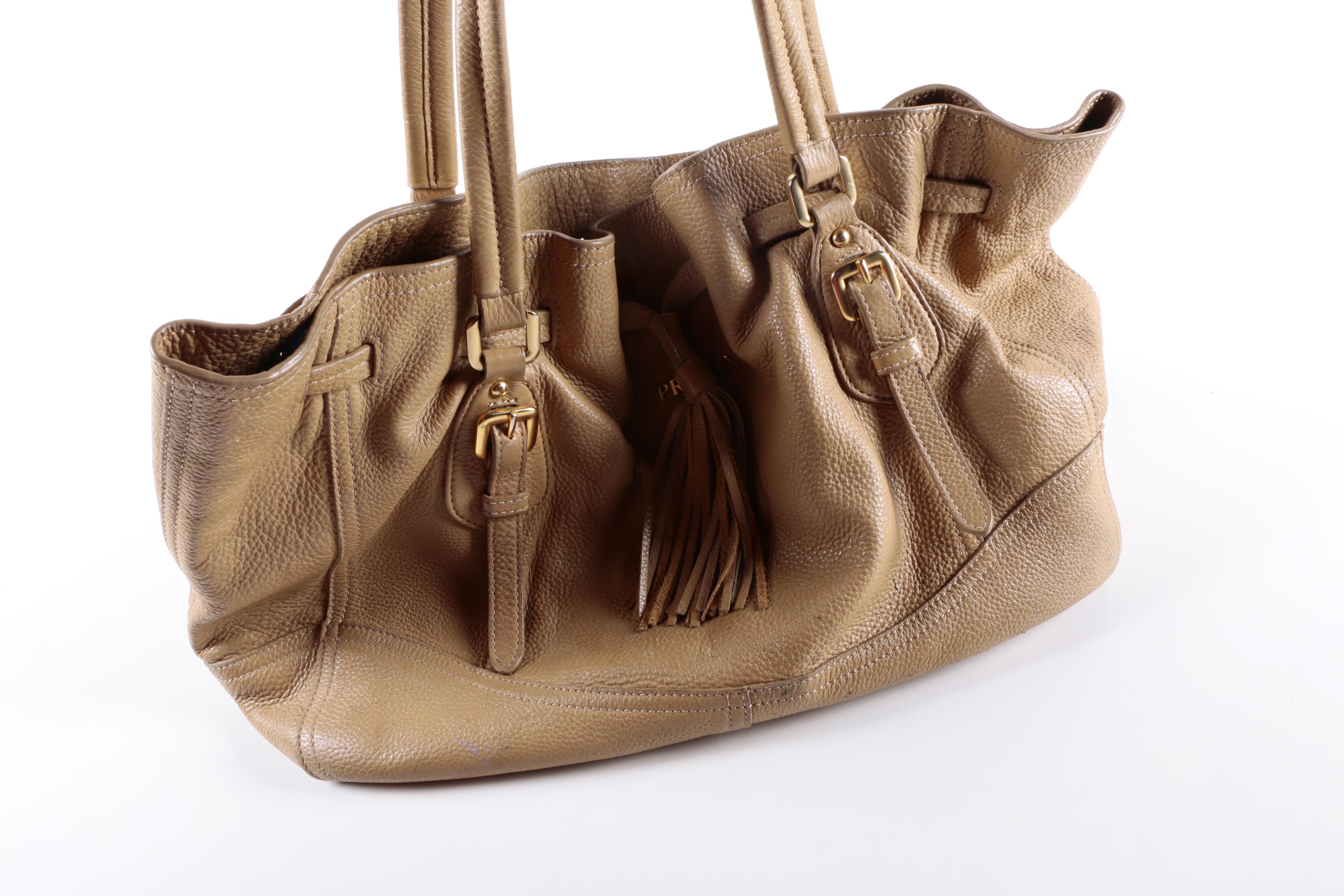 Prada Cervo Antik Deerskin Leather Drawstring Tote Bag
