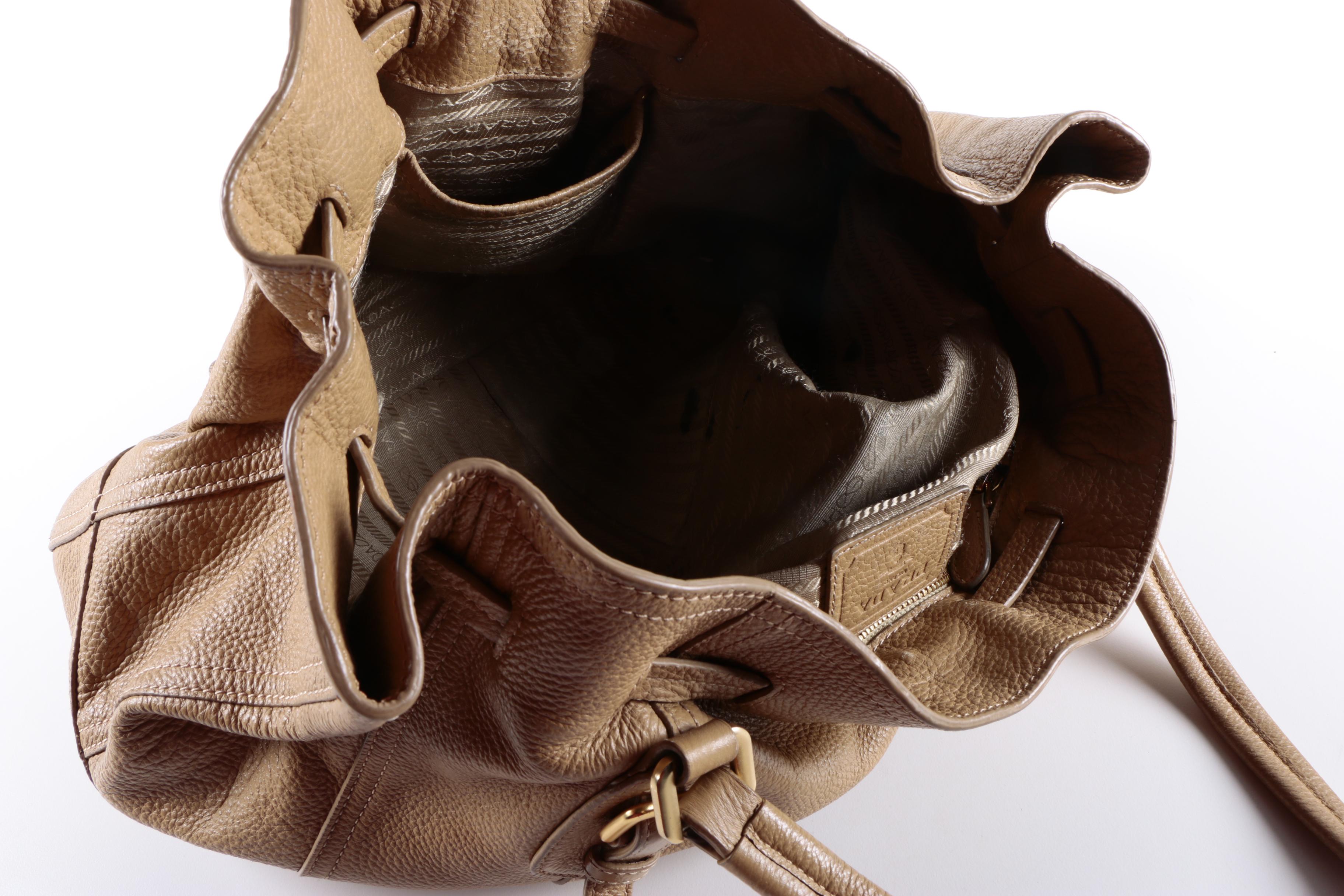 Prada Cervo Antik Deerskin Leather Drawstring Tote Bag