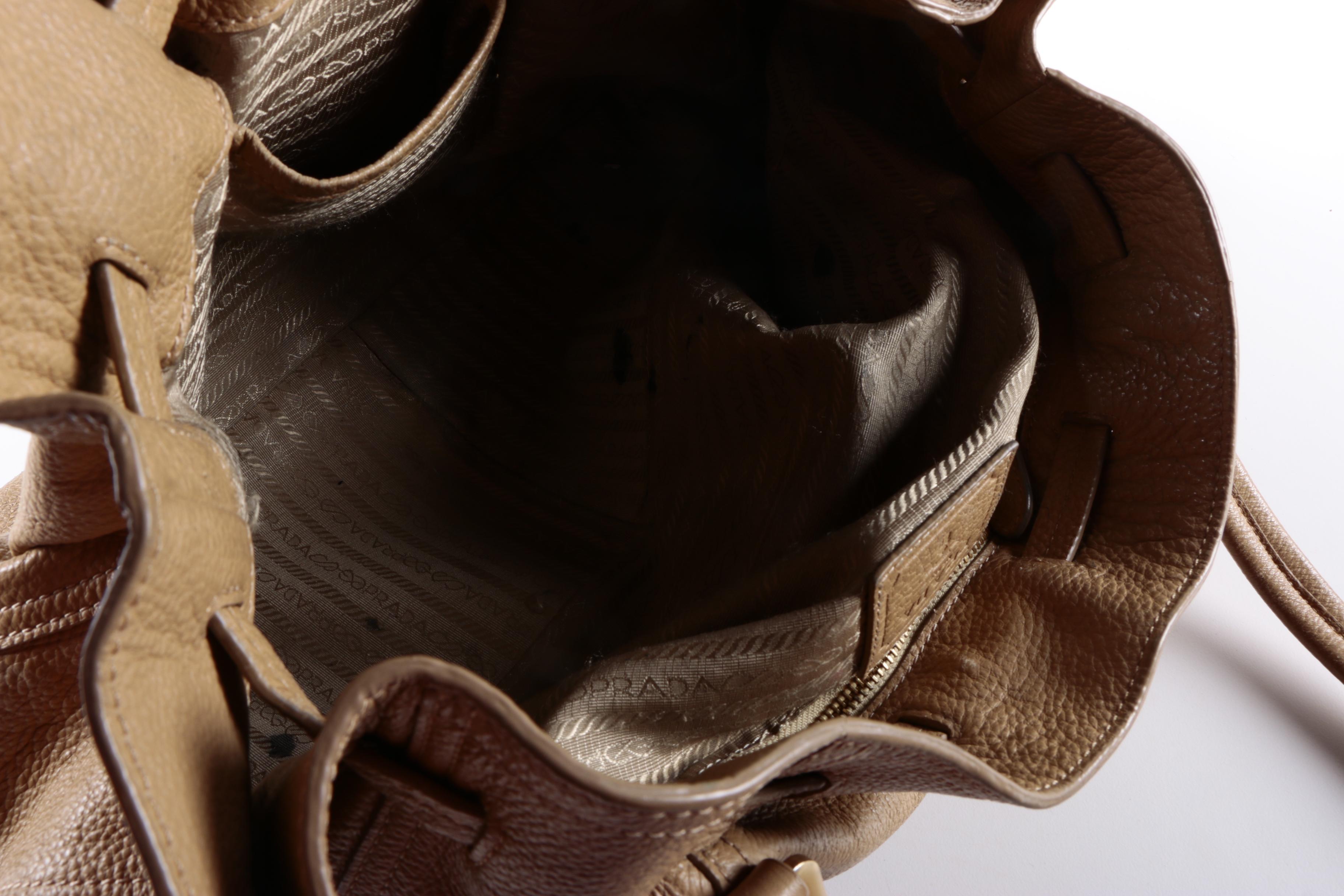 Prada Cervo Antik Deerskin Leather Drawstring Tote Bag