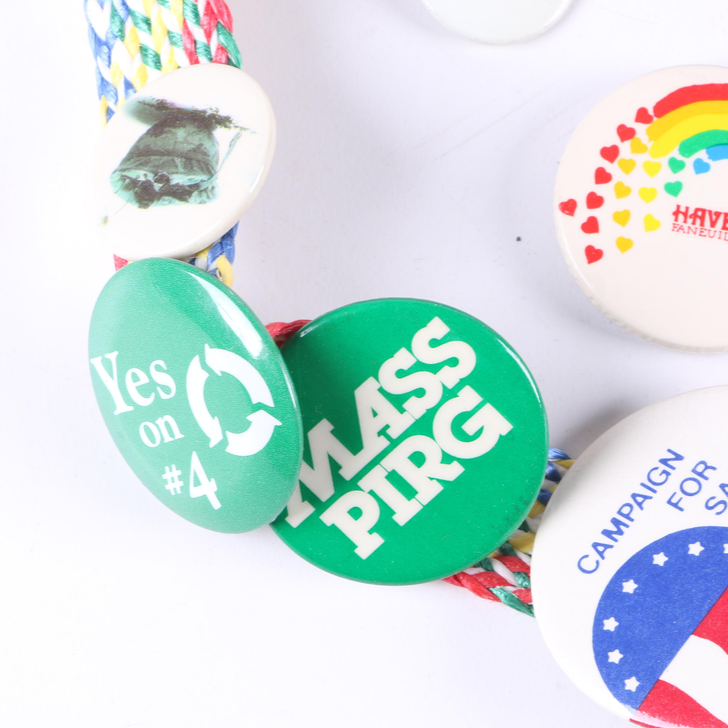 Vintage Pinback Buttons Including Political, Disney, Miller Brewing And More