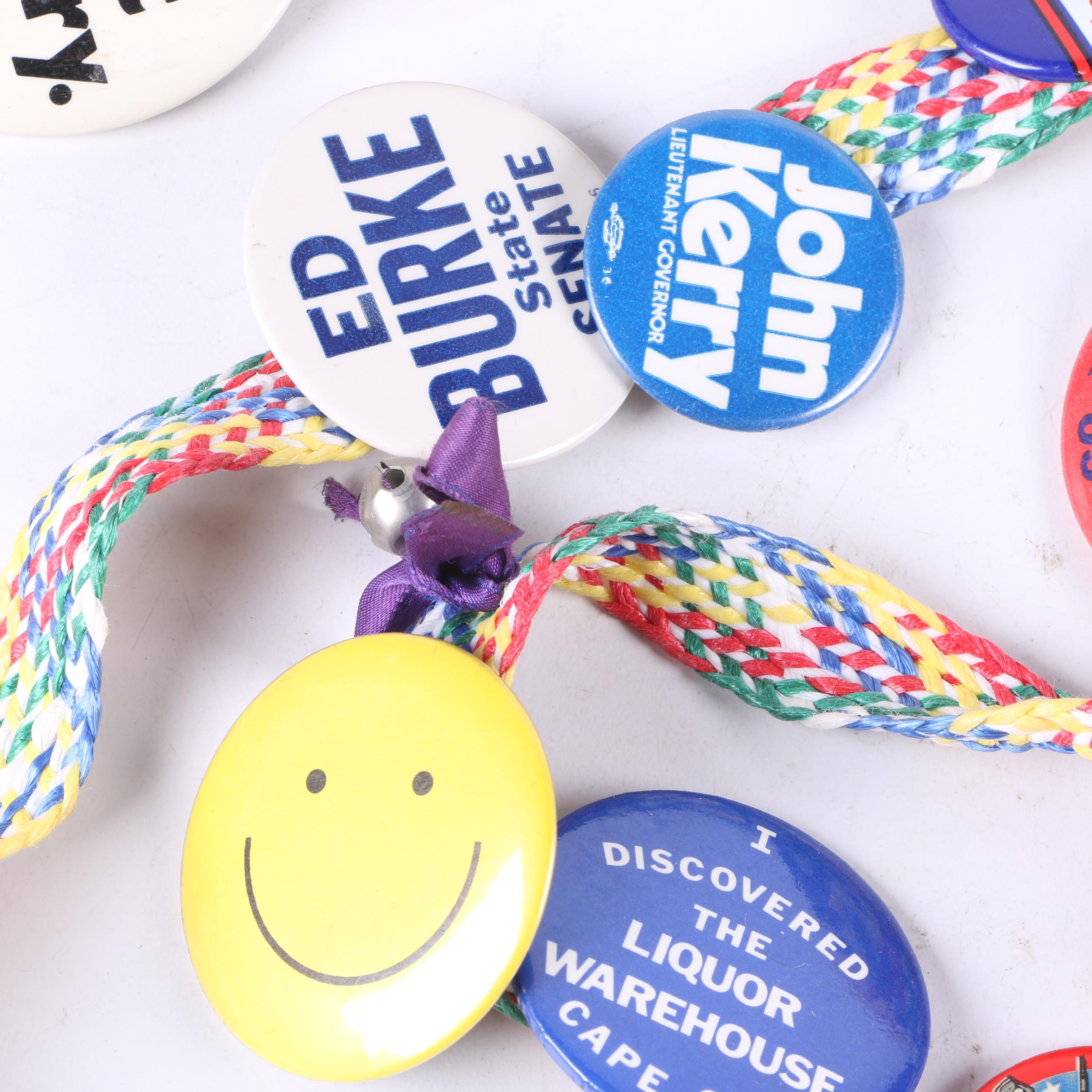 Vintage Pinback Buttons Including Political, Disney, Miller Brewing And More