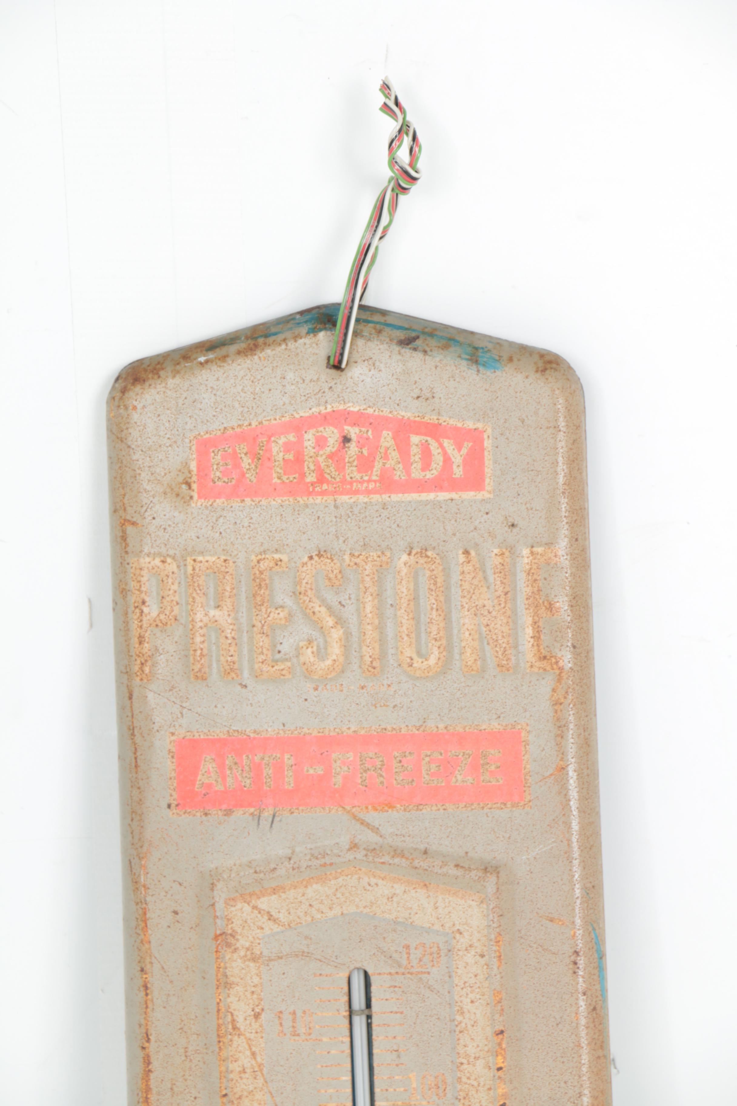 Vintage EverReady Prestone Outdoor Tin Thermometer