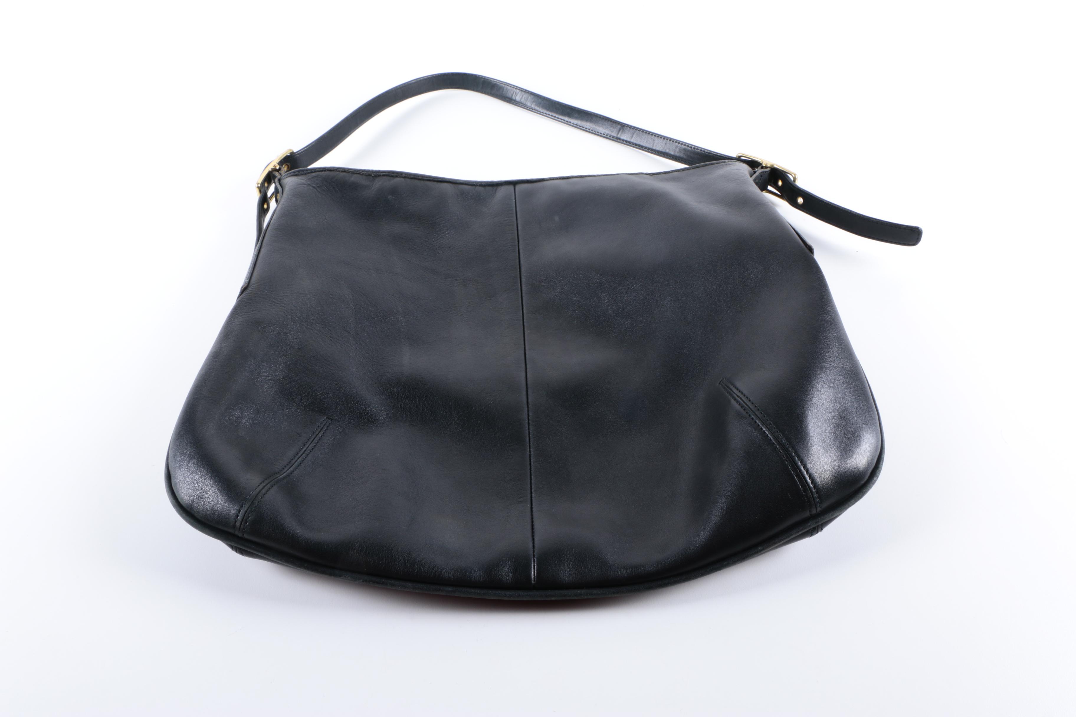 Vintage Coach Black Leather Hobo Bag