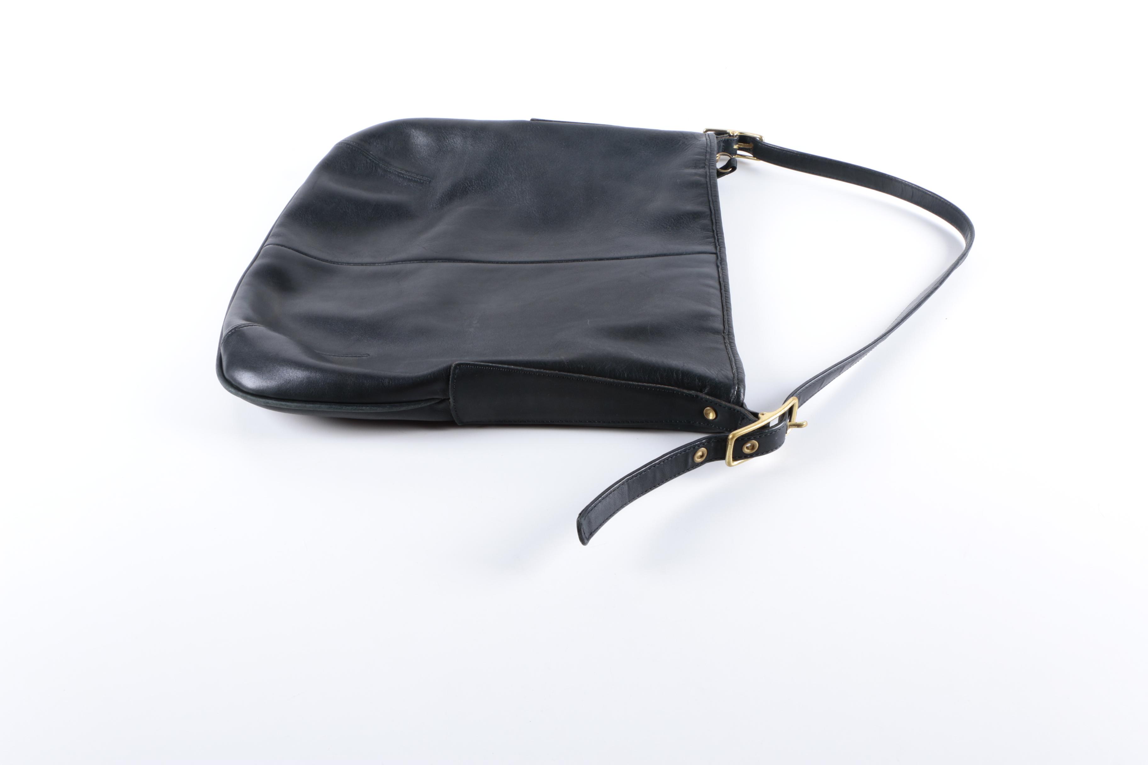 Vintage Coach Black Leather Hobo Bag