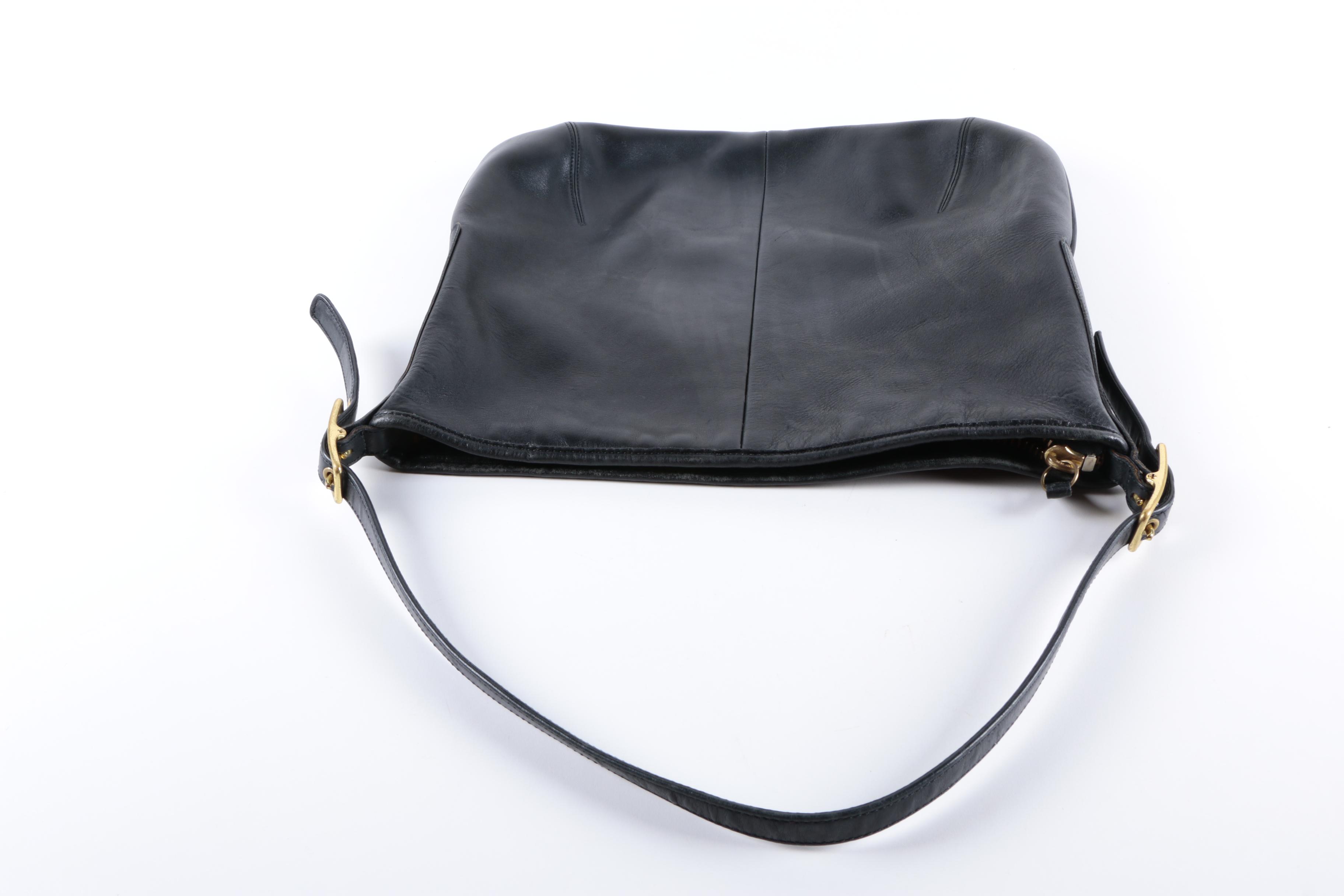Vintage Coach Black Leather Hobo Bag