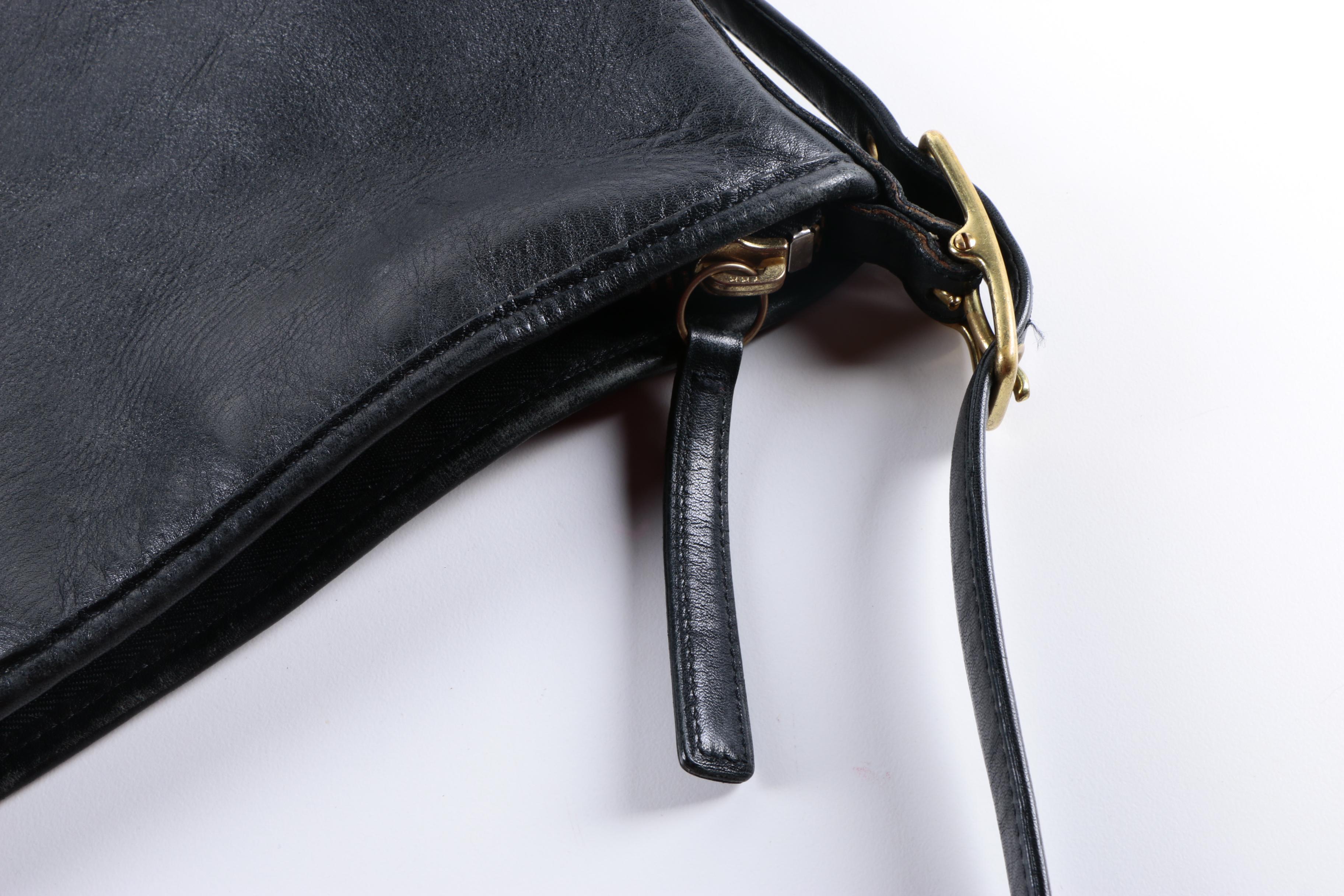 Vintage Coach Black Leather Hobo Bag