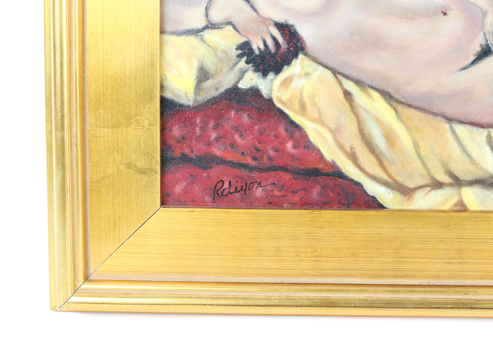 Rusty Dixon Oil Painting on Canvas "Lilly In Repose"