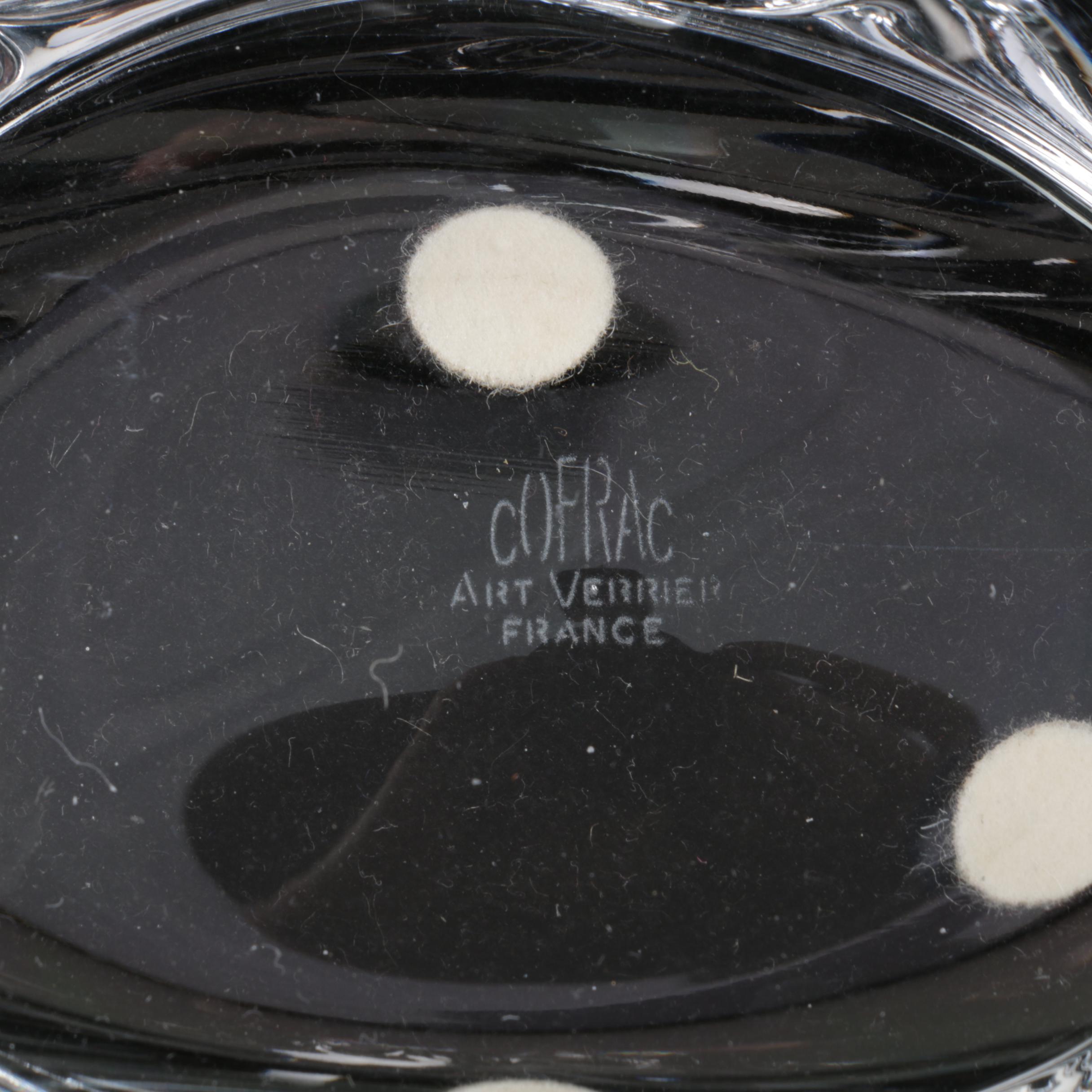 Vintage CoFrac Art Verrier France Glass Bowl and a pair of Daum France Vases