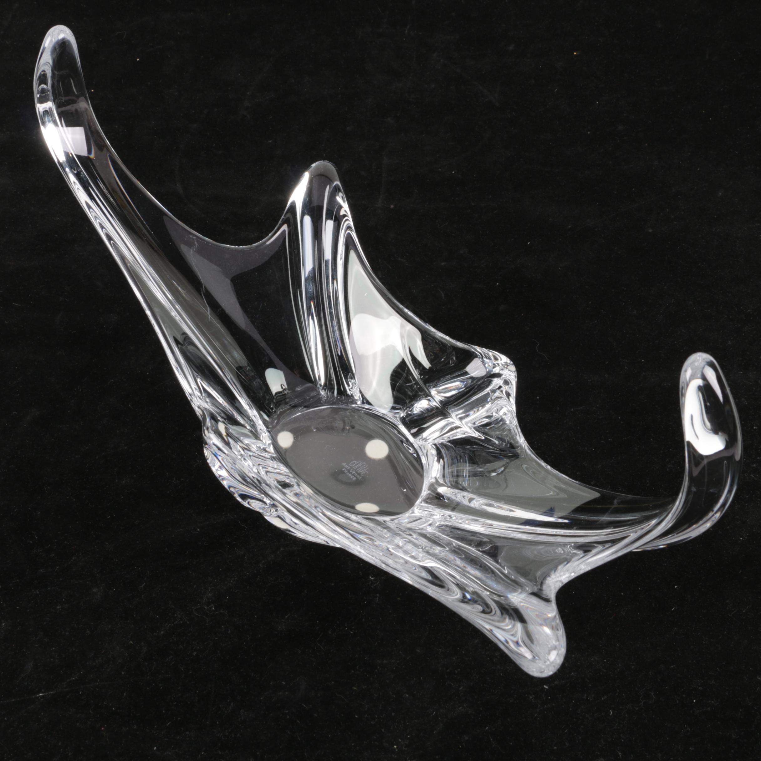 Vintage CoFrac Art Verrier France Glass Bowl and a pair of Daum France Vases