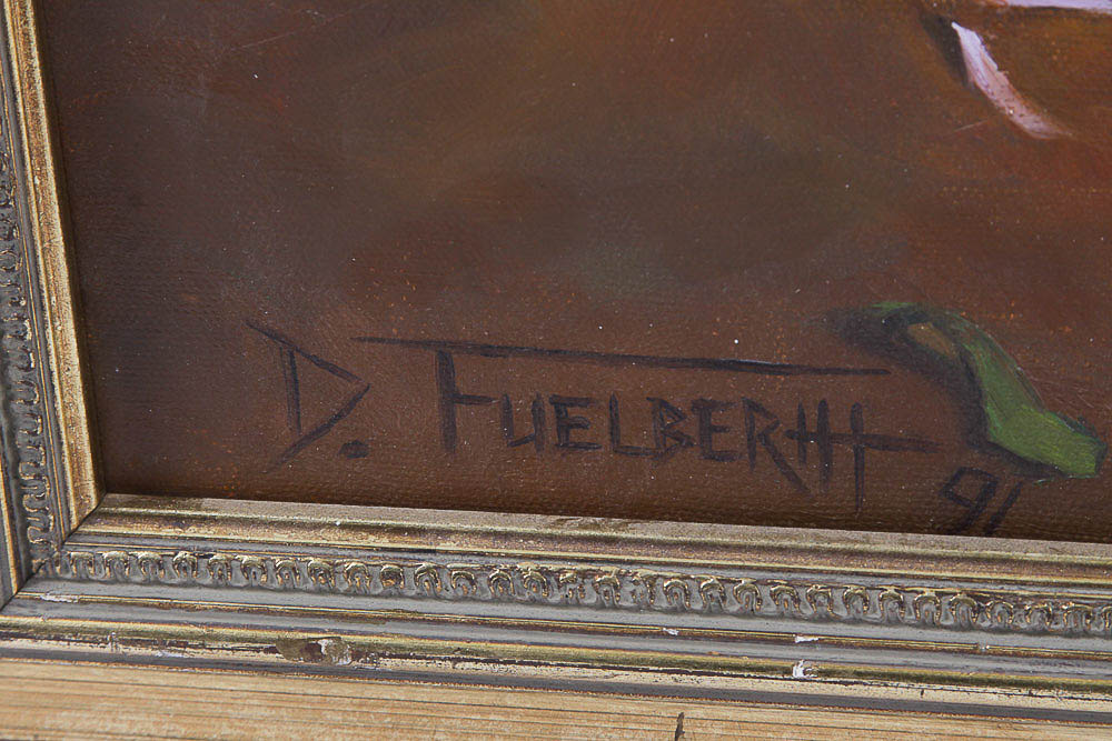 D. Fuelberht Floral Still Life Oil Painting on Canvas