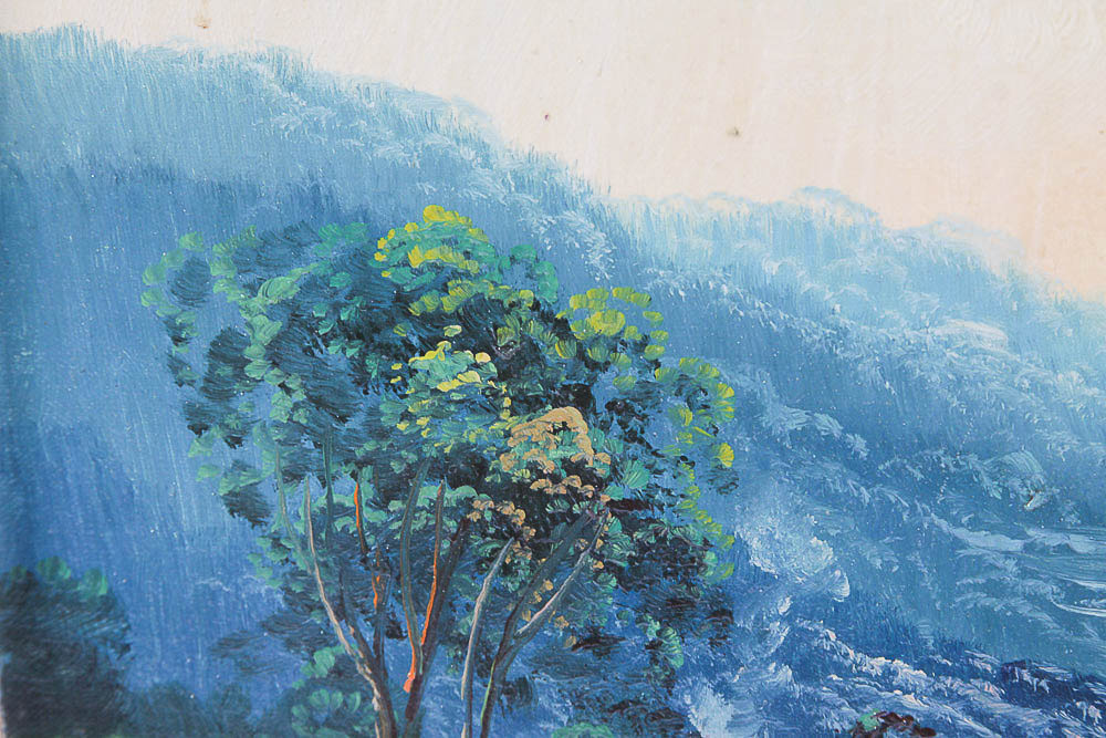 M. Afrazi Oil Painting of a Straw-Roofed House