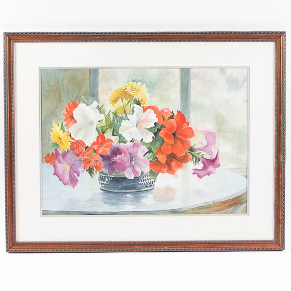 Pat Killorin Original Watercolor Painting "Summer Blossoms"