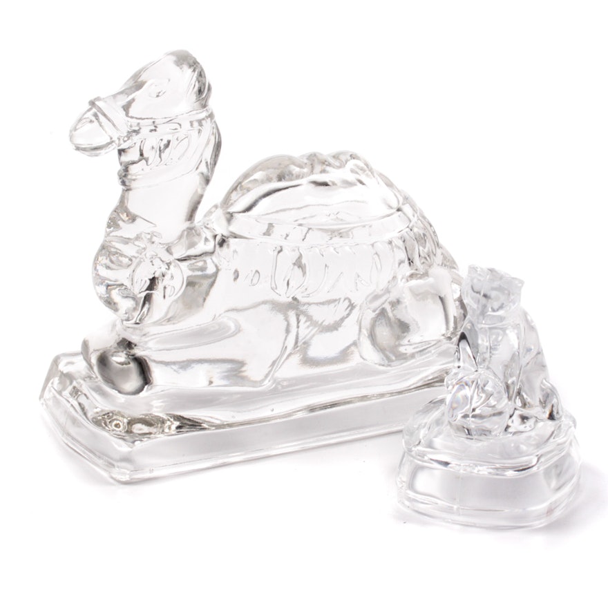 Vintage Glass Candy Containers Camel and Cat