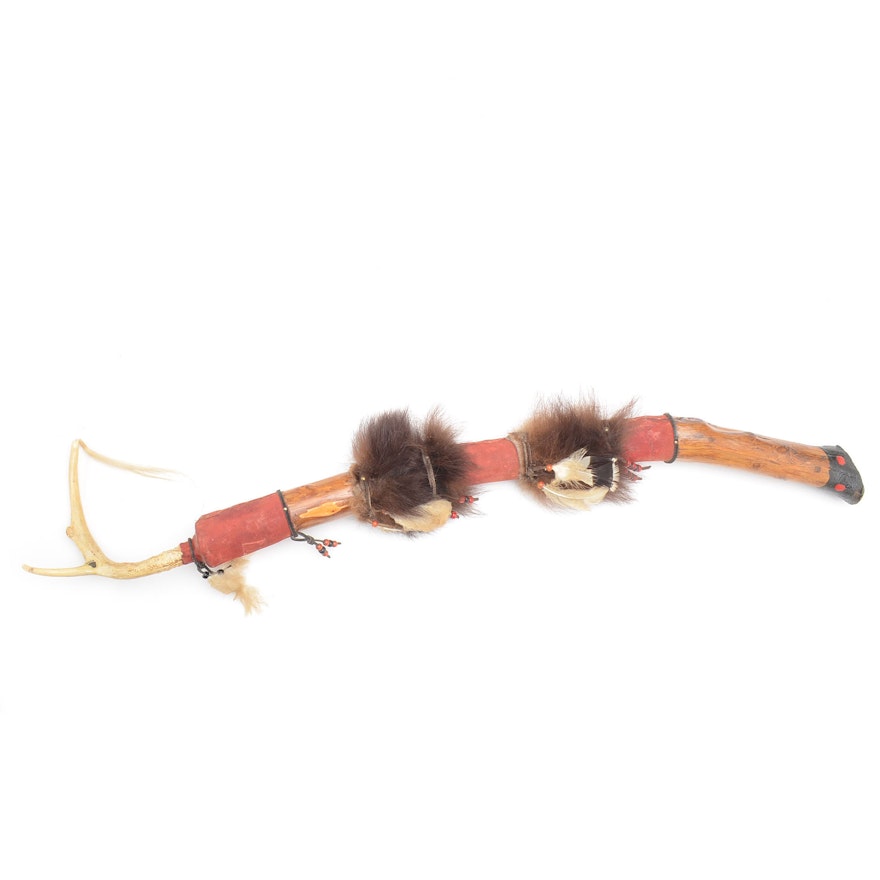 Wood Staff with Antler