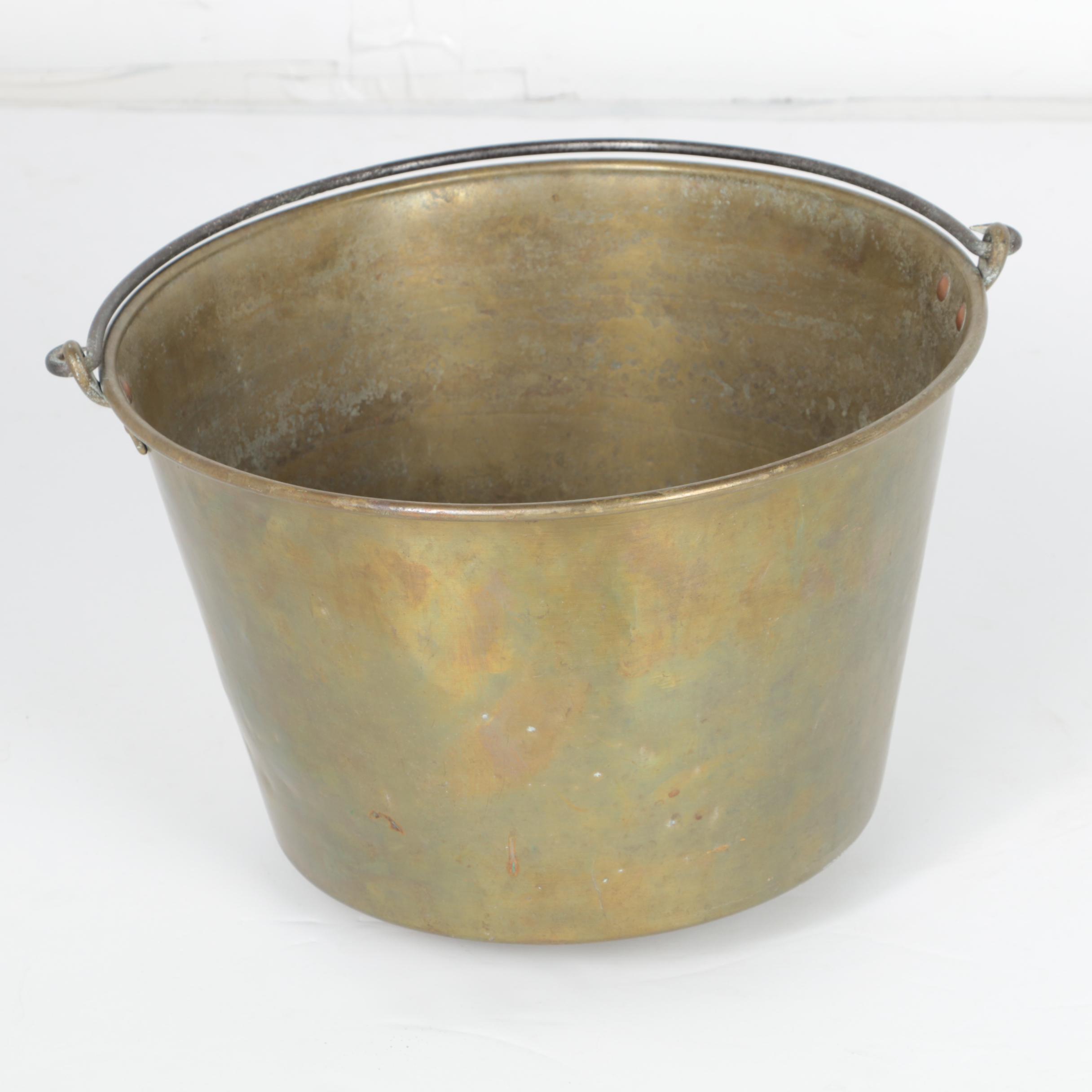 Antique American Brass Kettle Manufacturers Spun Brass Apple Butter Kettle