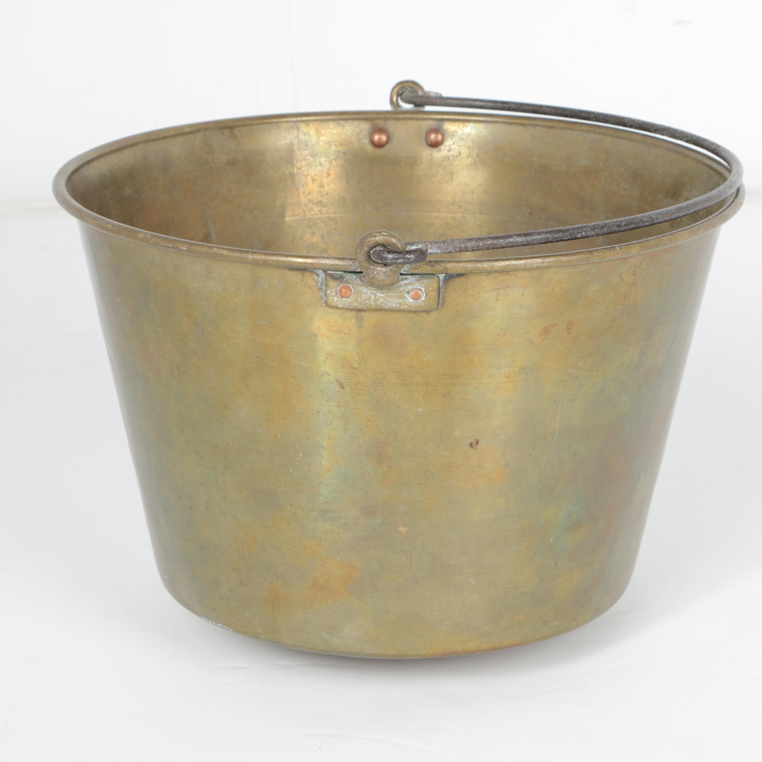 Antique American Brass Kettle Manufacturers Spun Brass Apple Butter Kettle