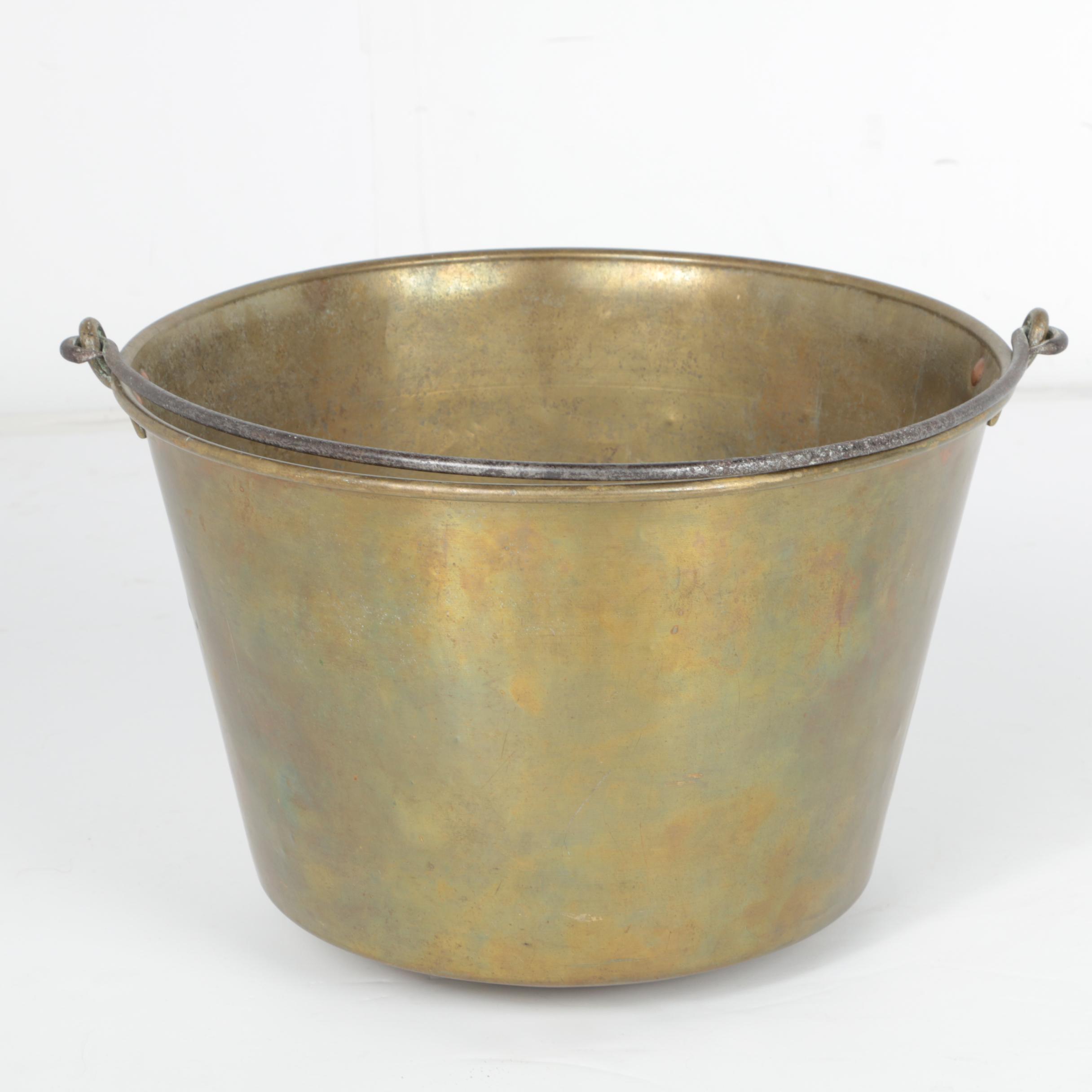 Antique American Brass Kettle Manufacturers Spun Brass Apple Butter Kettle