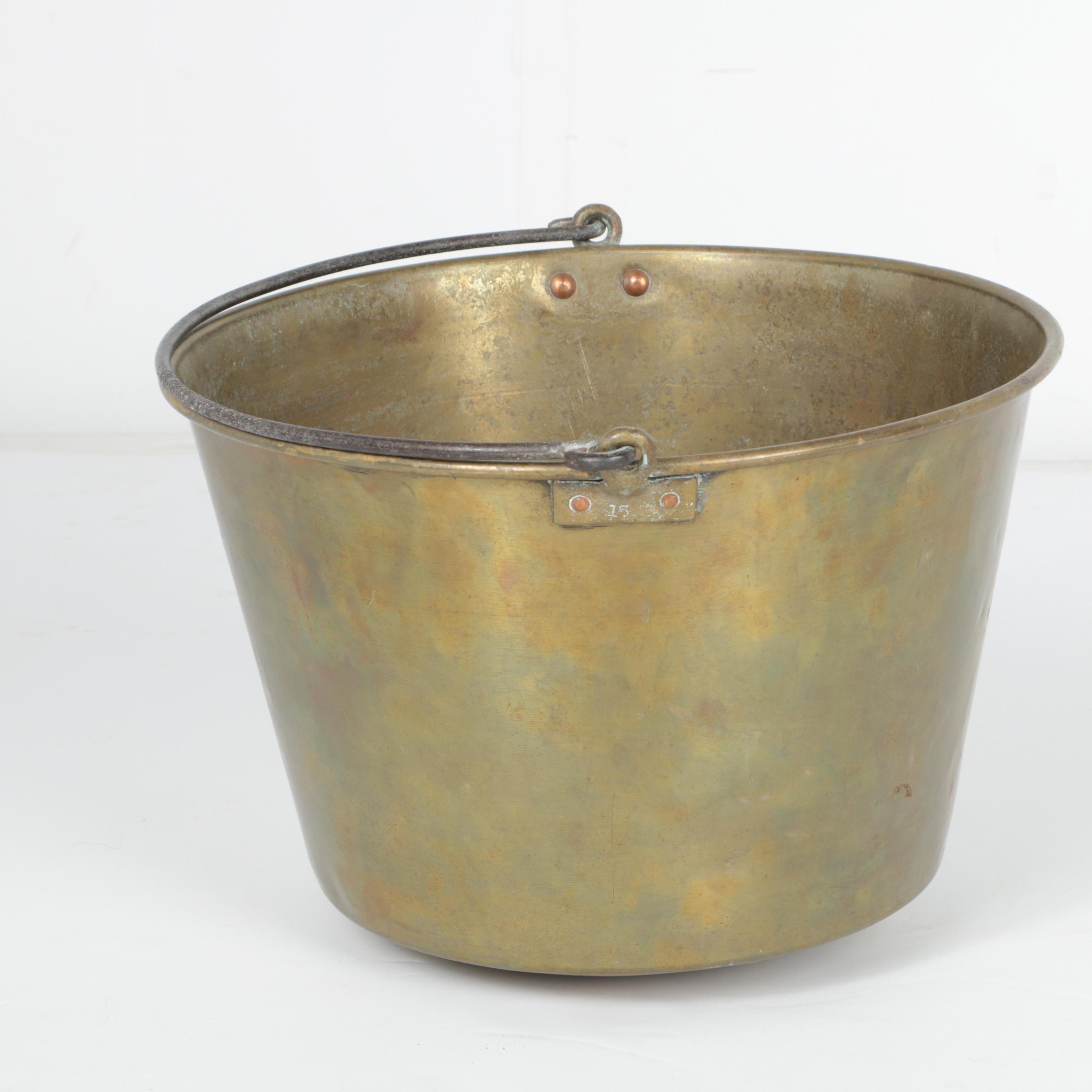 Antique American Brass Kettle Manufacturers Spun Brass Apple Butter Kettle