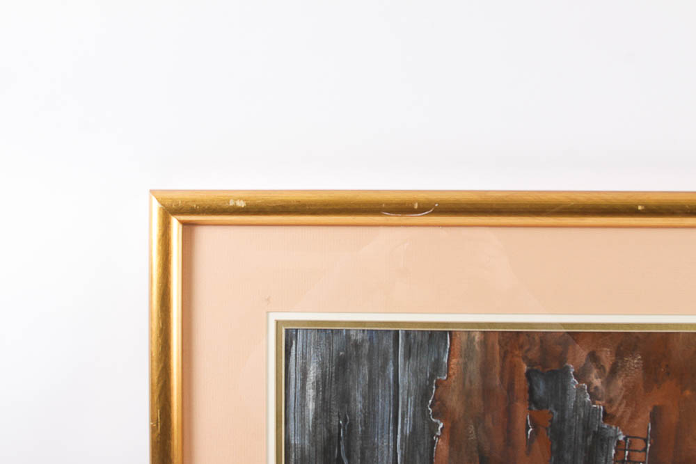 C.G. Blaylock Watercolor Painting of a Gourd and Barrel