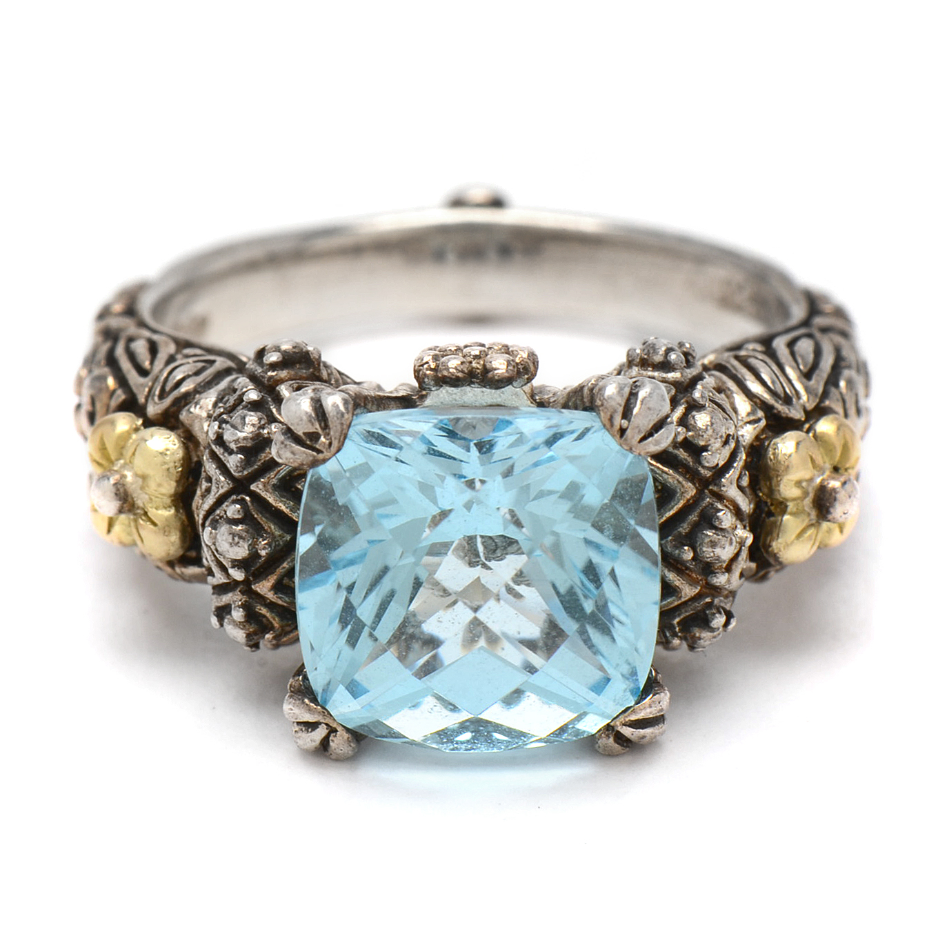 Barbara Bixby 18K Gold and Sterling Silver Blue Topaz Ring