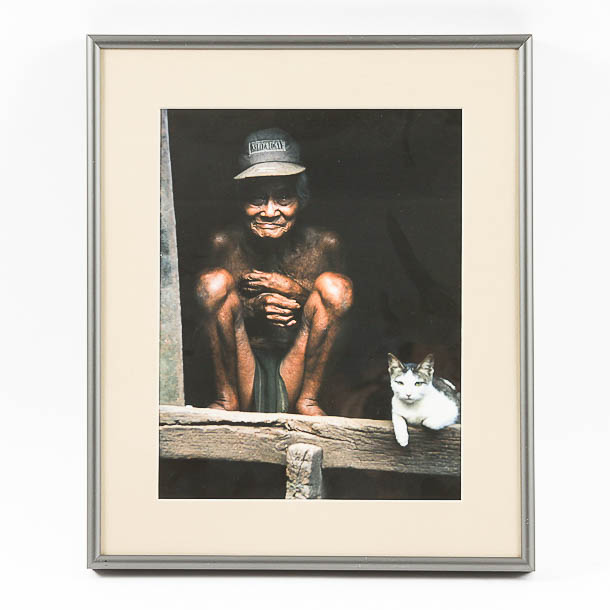 Dr. David Shander Color Photograph "Man & Cat"