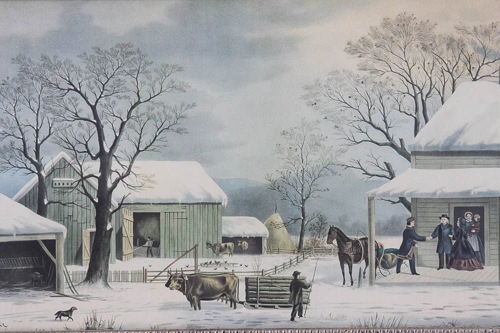 Currier & Ives Lithograph "Home To Thanksgiving" After George Henry Durrie