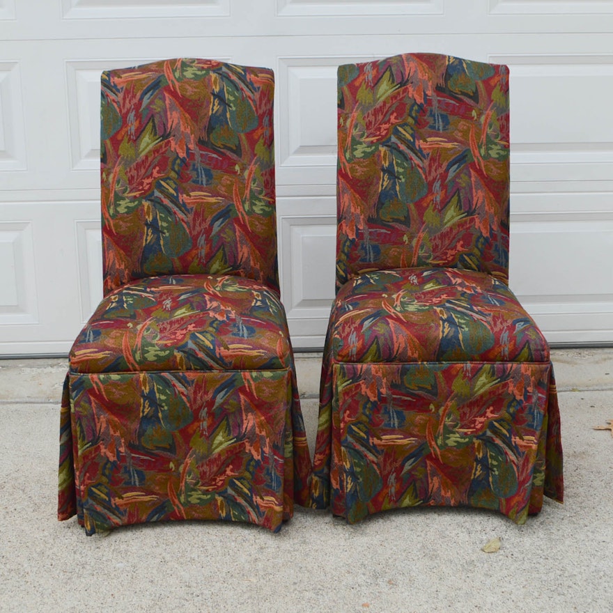 Parsons Style Chairs with Multi-Colored Foliate Upholstery by Lane