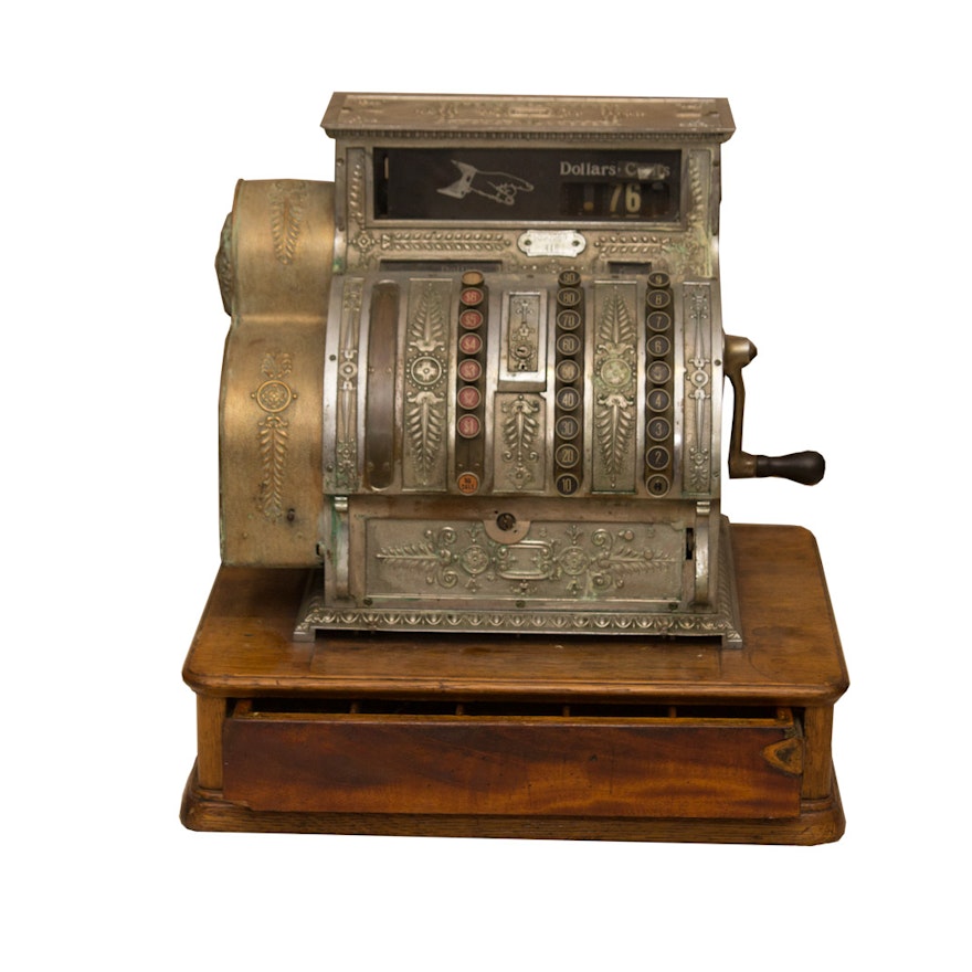 Vintage National Cash Register Co. Brass Cash Register