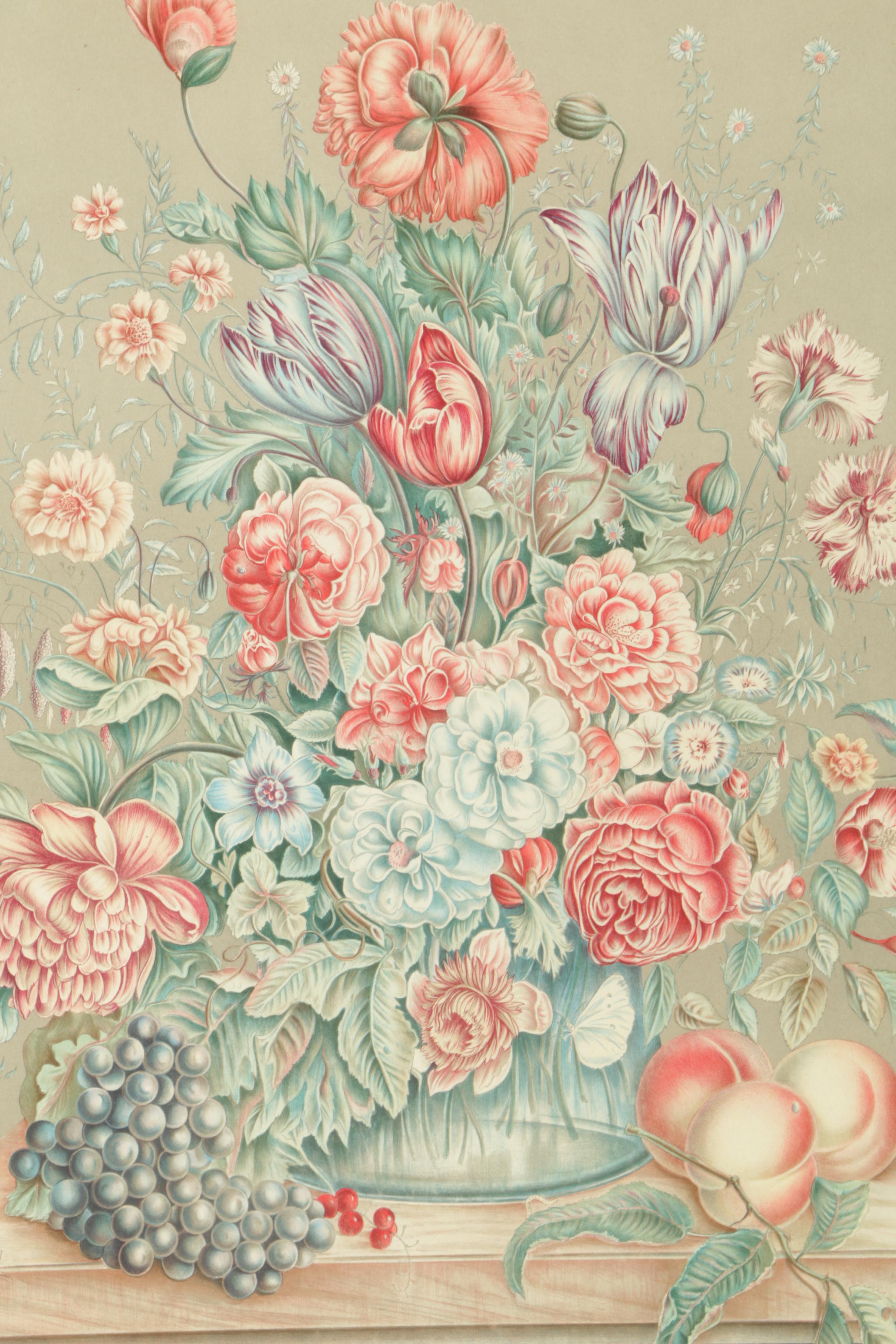 Lithograph After Joseph Nigg Floral Still Life