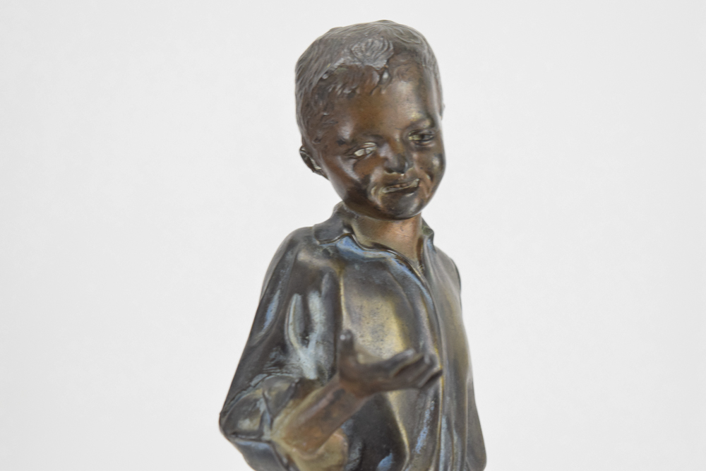 Circa 1920's Brass-Tone Sculpture of Boy