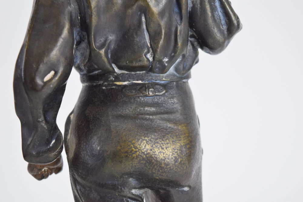 Circa 1920's Brass-Tone Sculpture of Boy