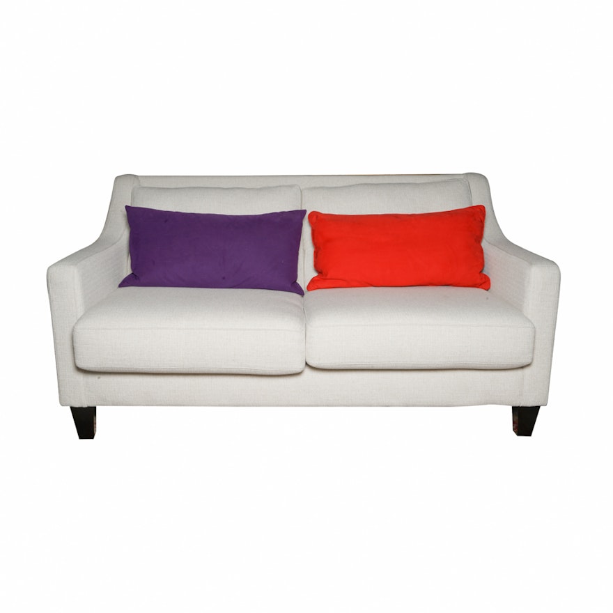 Modernist White-Upholstered Love Seat