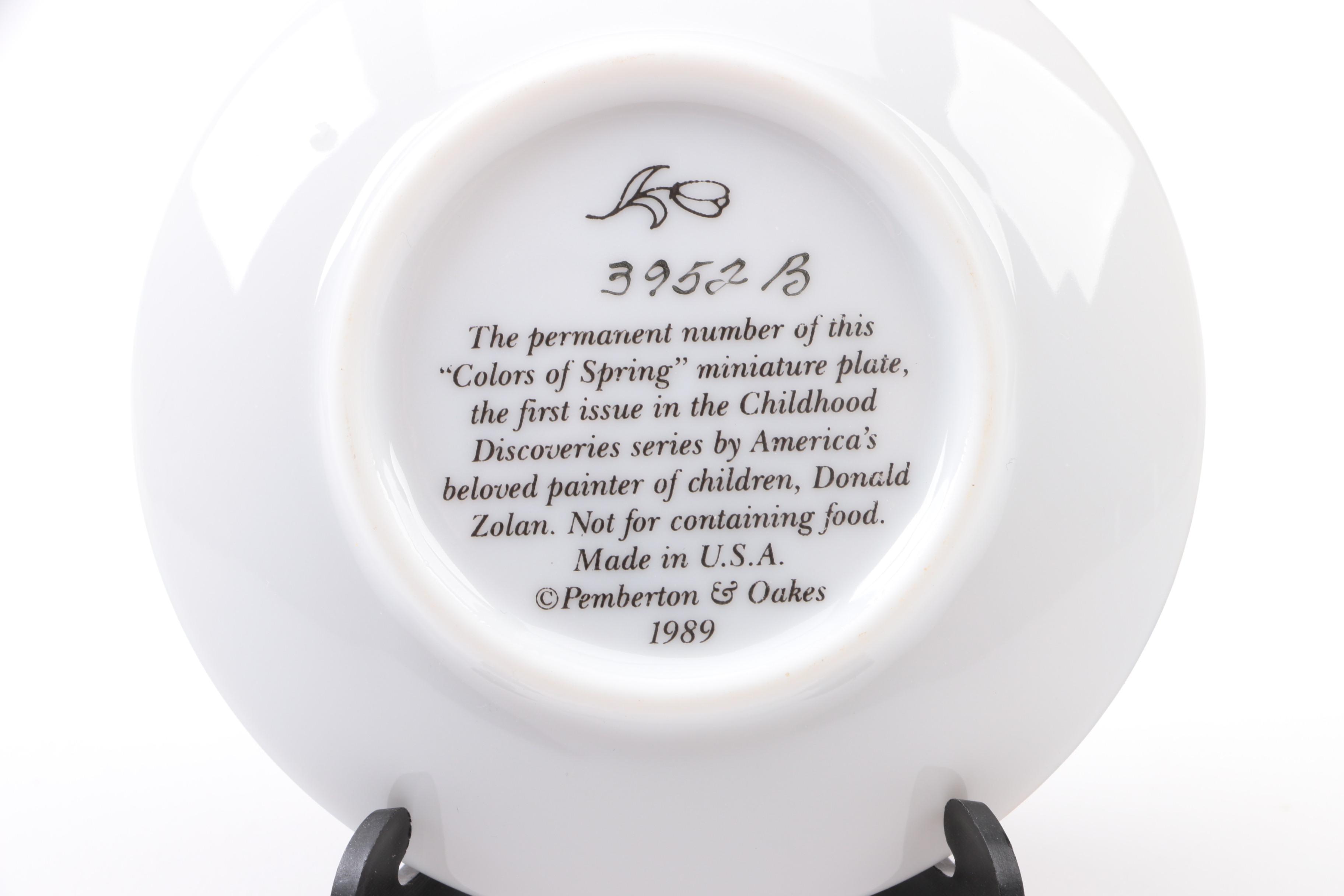 Pemberton & Oaks Miniature Plates Featuring Donald Zolan's Child Motif Artworks