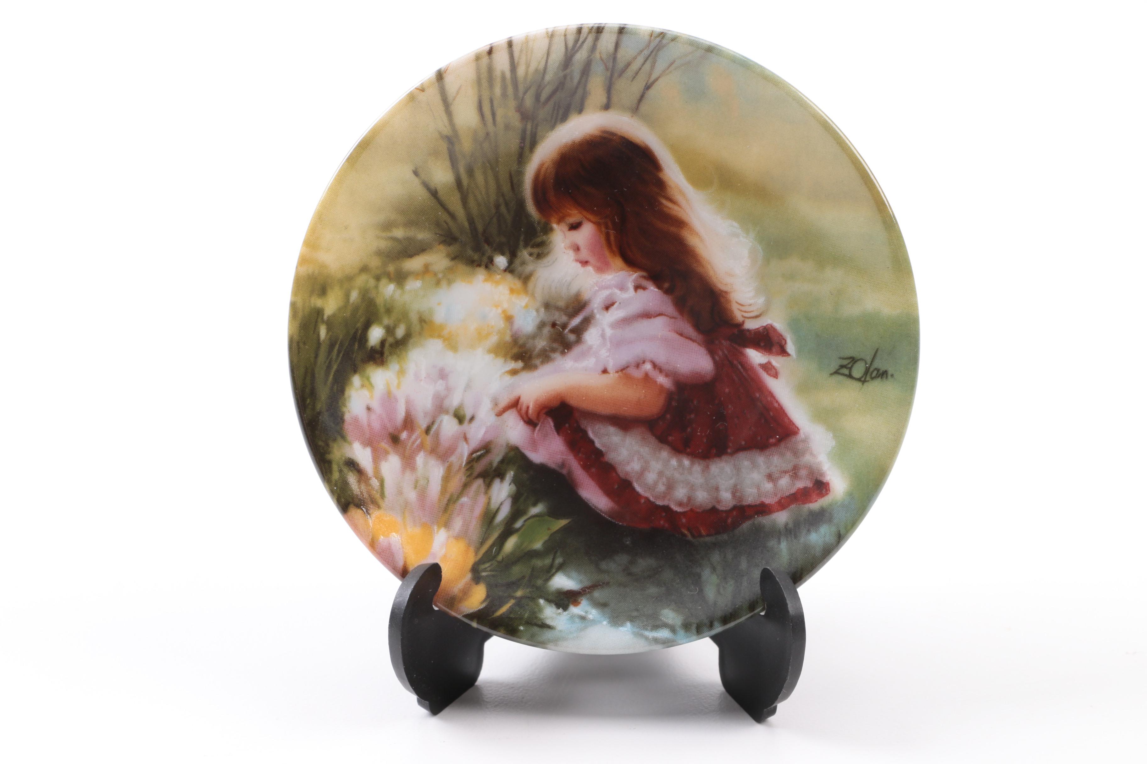 Pemberton & Oaks Miniature Plates Featuring Donald Zolan's Child Motif Artworks